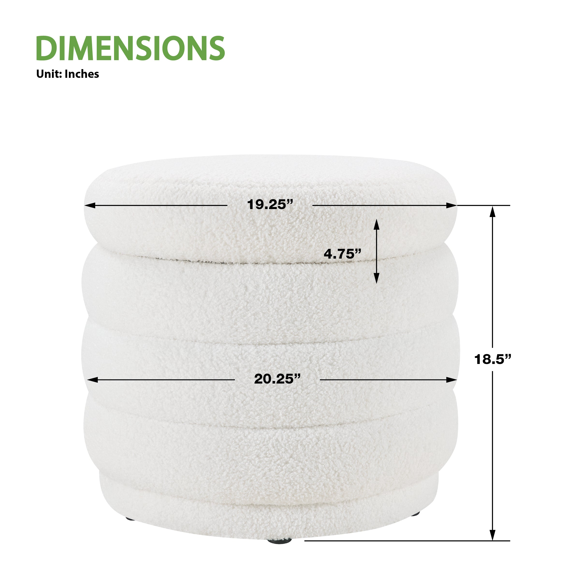 Cecil Storage Ottoman - Ivory