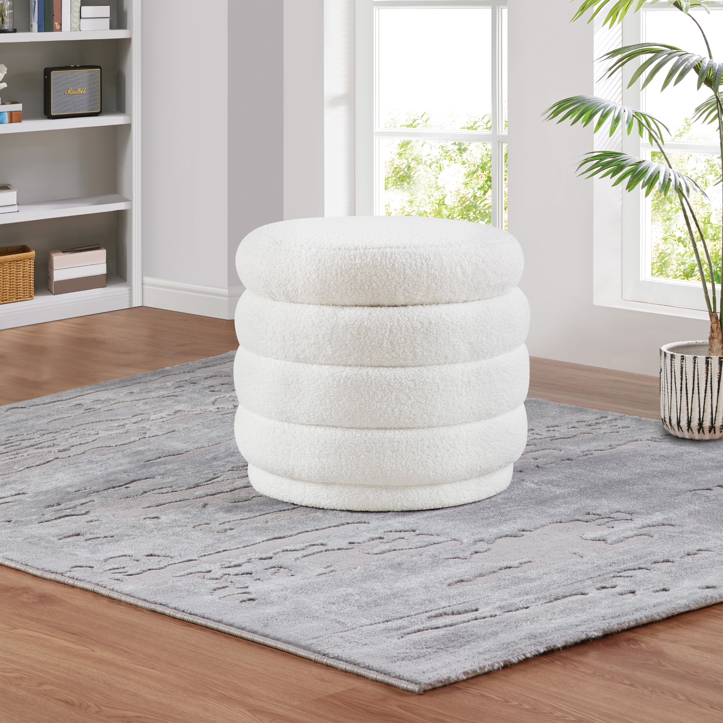 Cecil Storage Ottoman - Ivory