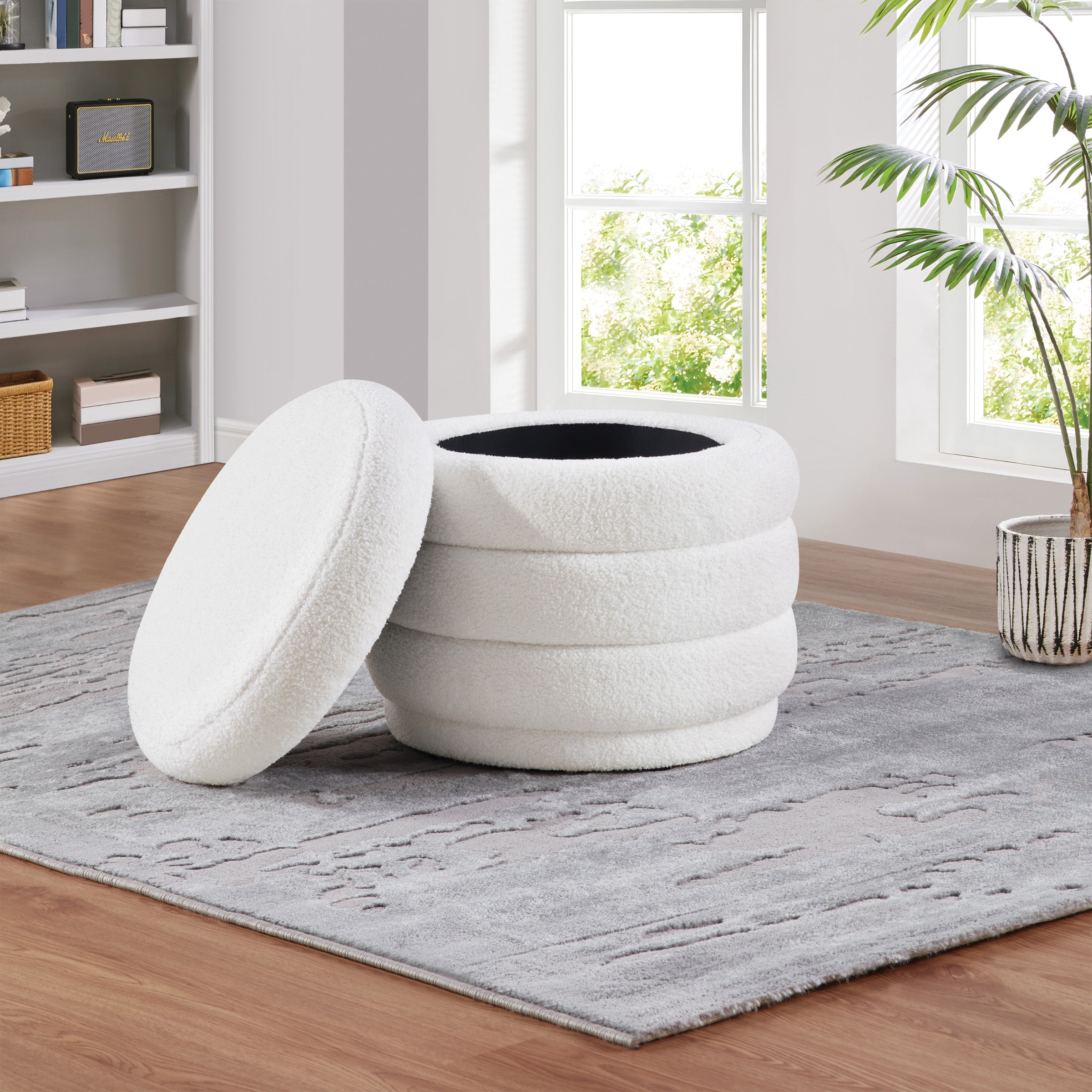 Cecil Storage Ottoman - Ivory