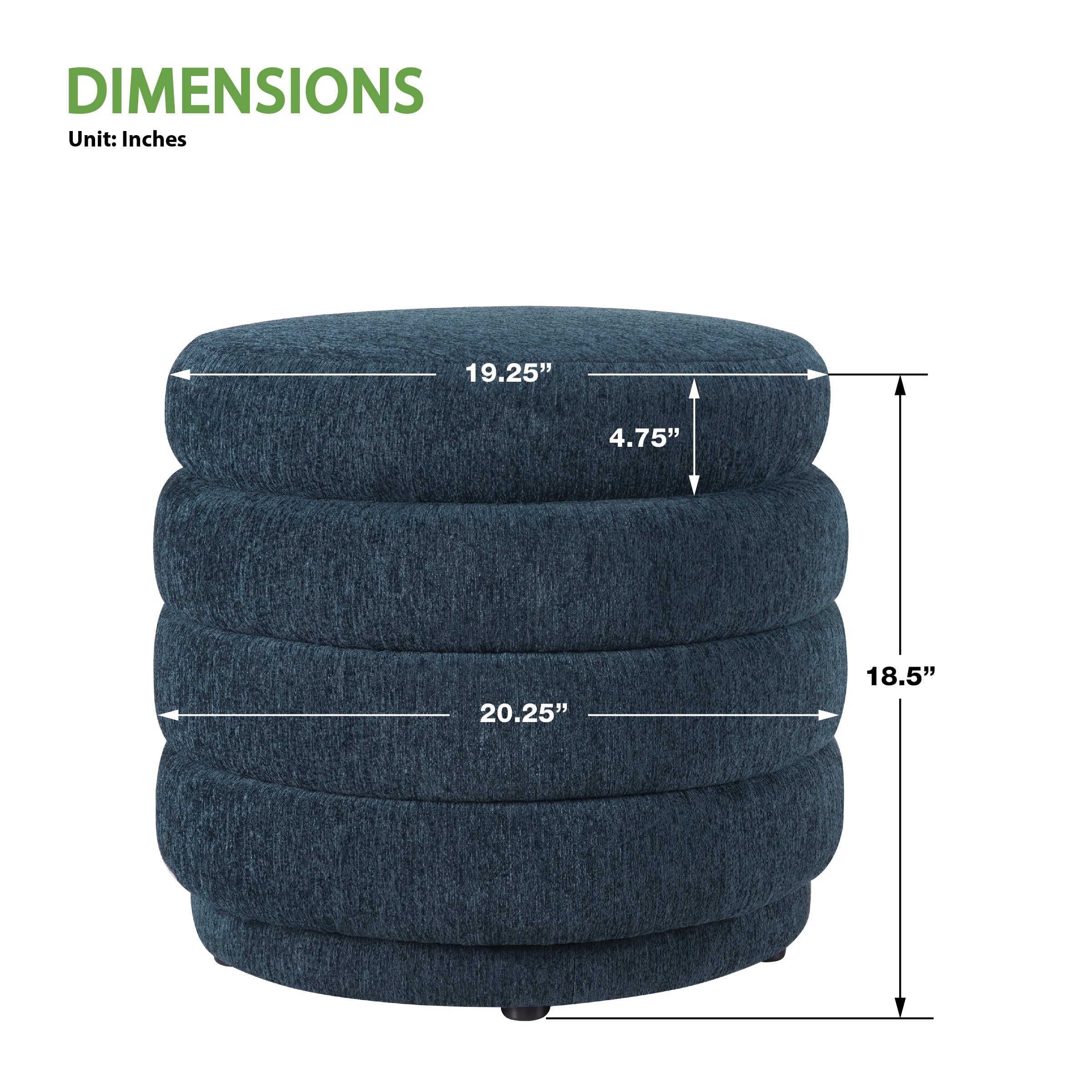 Cecil Storage Ottoman - Indigo