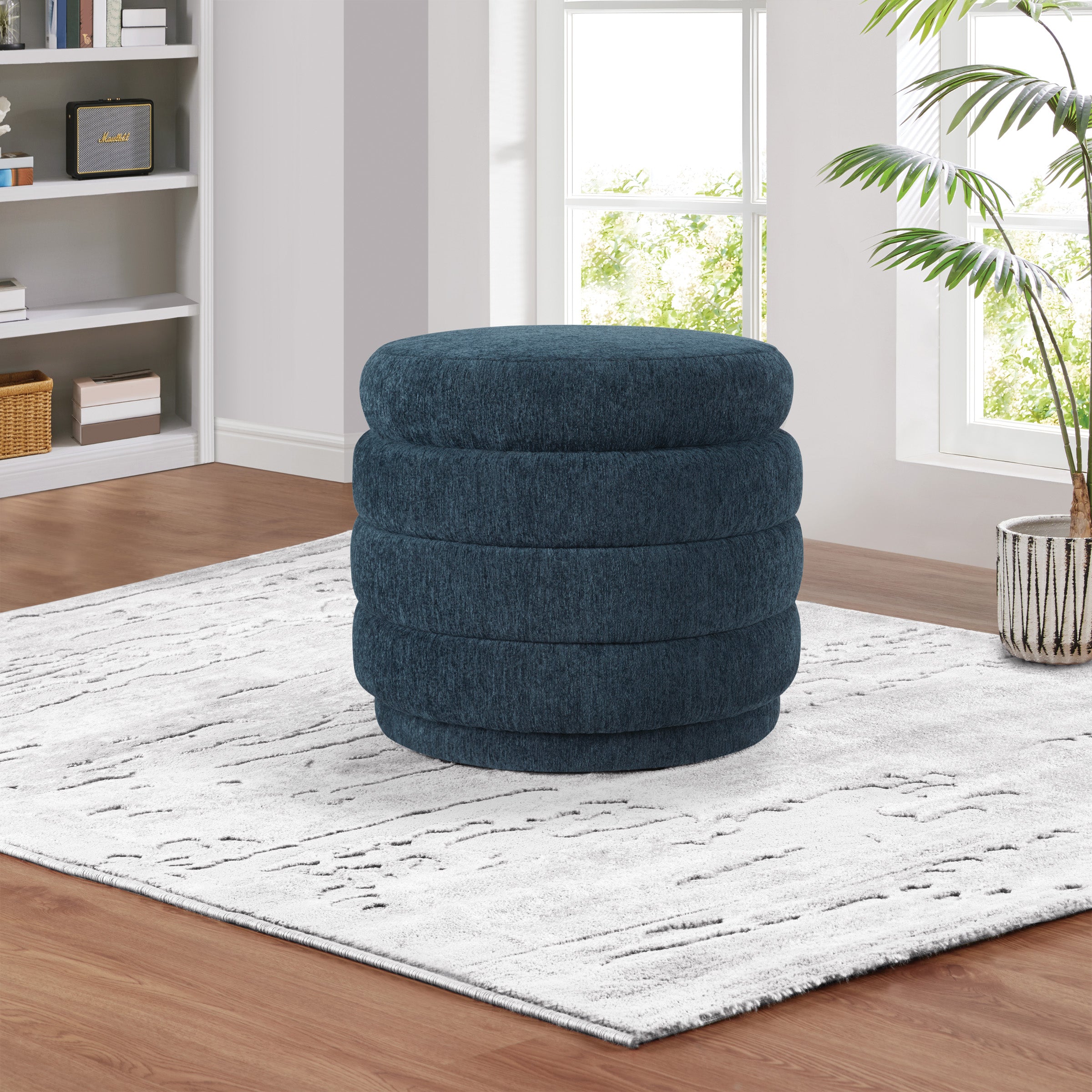 Cecil Storage Ottoman - Indigo