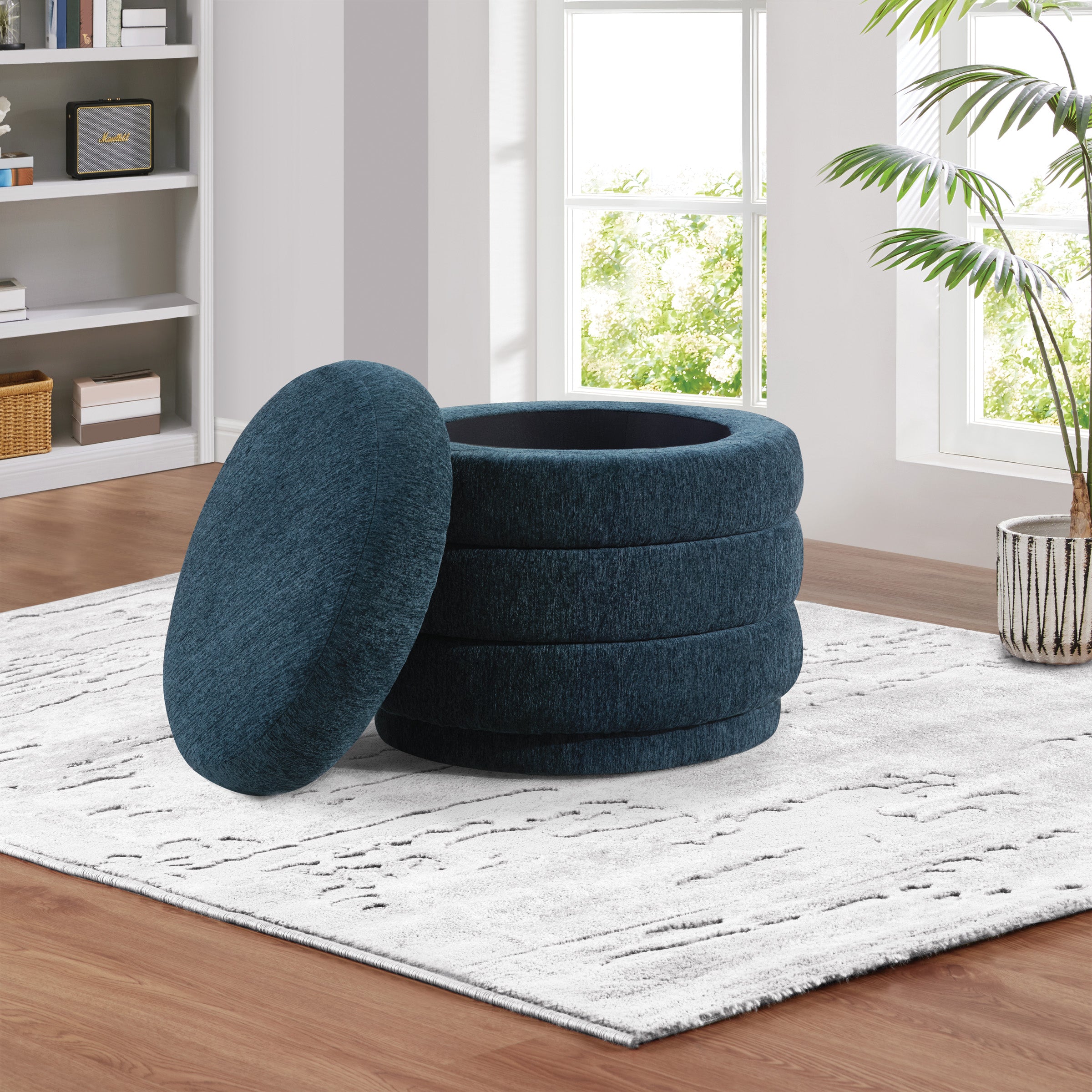 Cecil Storage Ottoman - Indigo