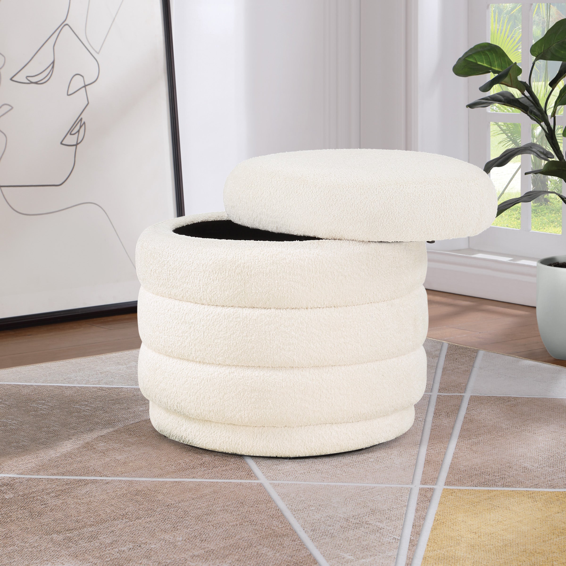 Cecil Storage Ottoman - Snow
