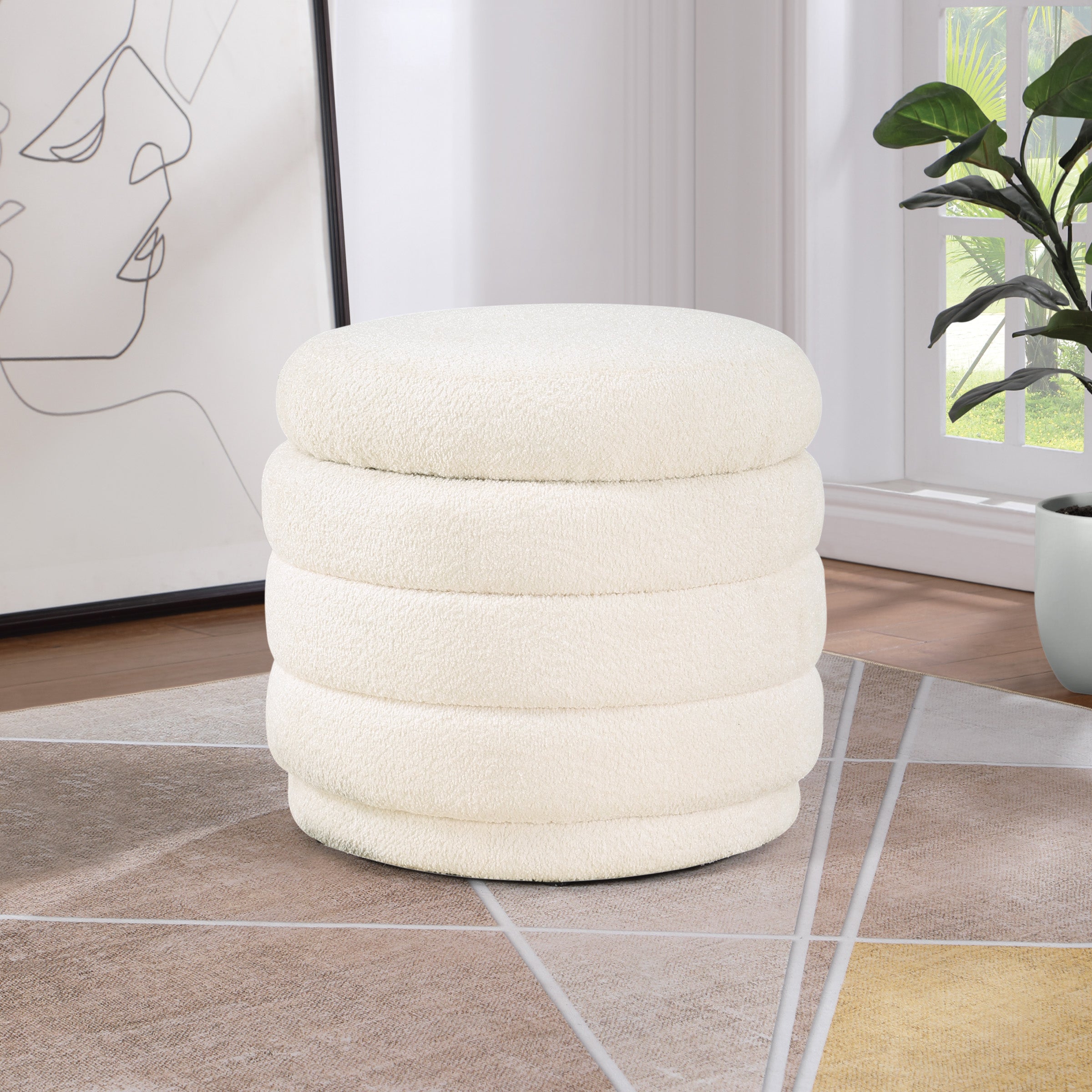 Cecil Storage Ottoman - Snow