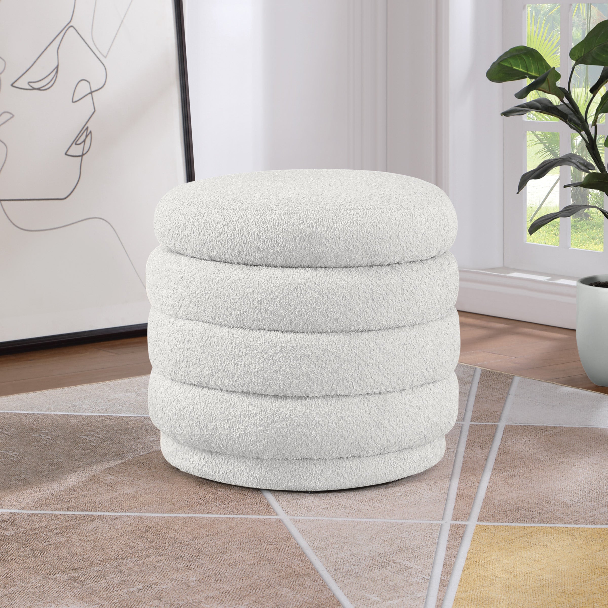 Cecil Storage Ottoman - Parchment