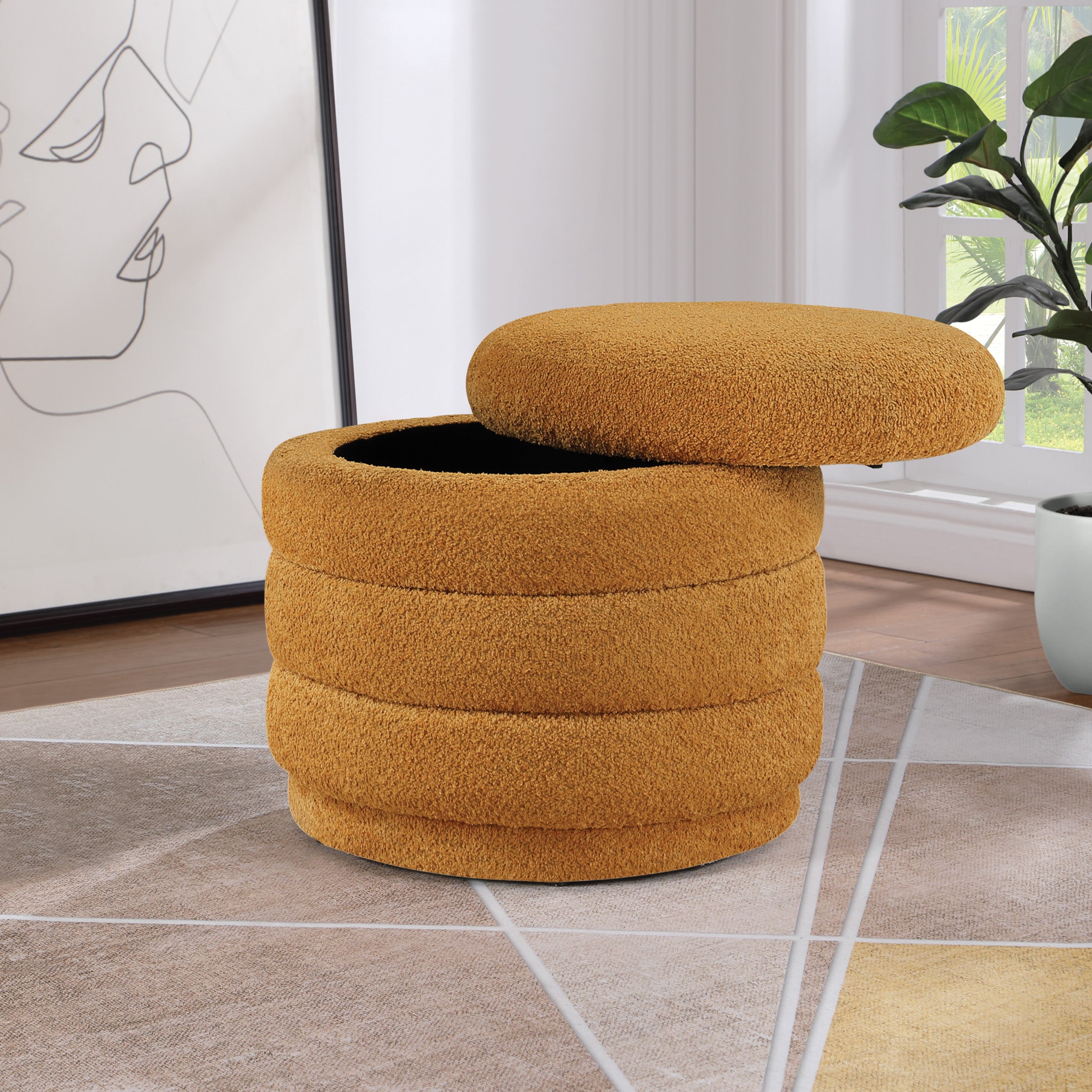 Cecil Storage Ottoman - Gold