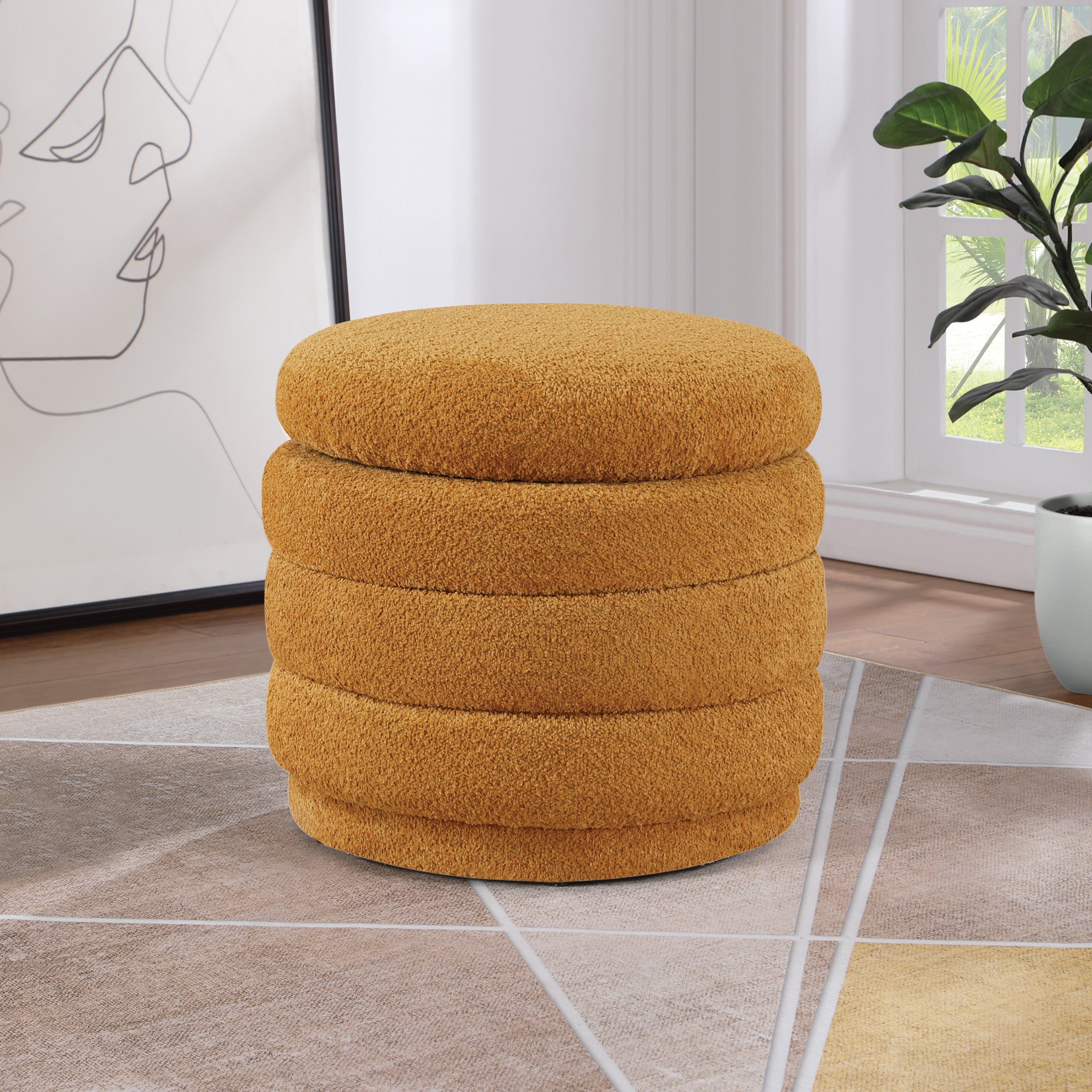 Cecil Storage Ottoman - Gold