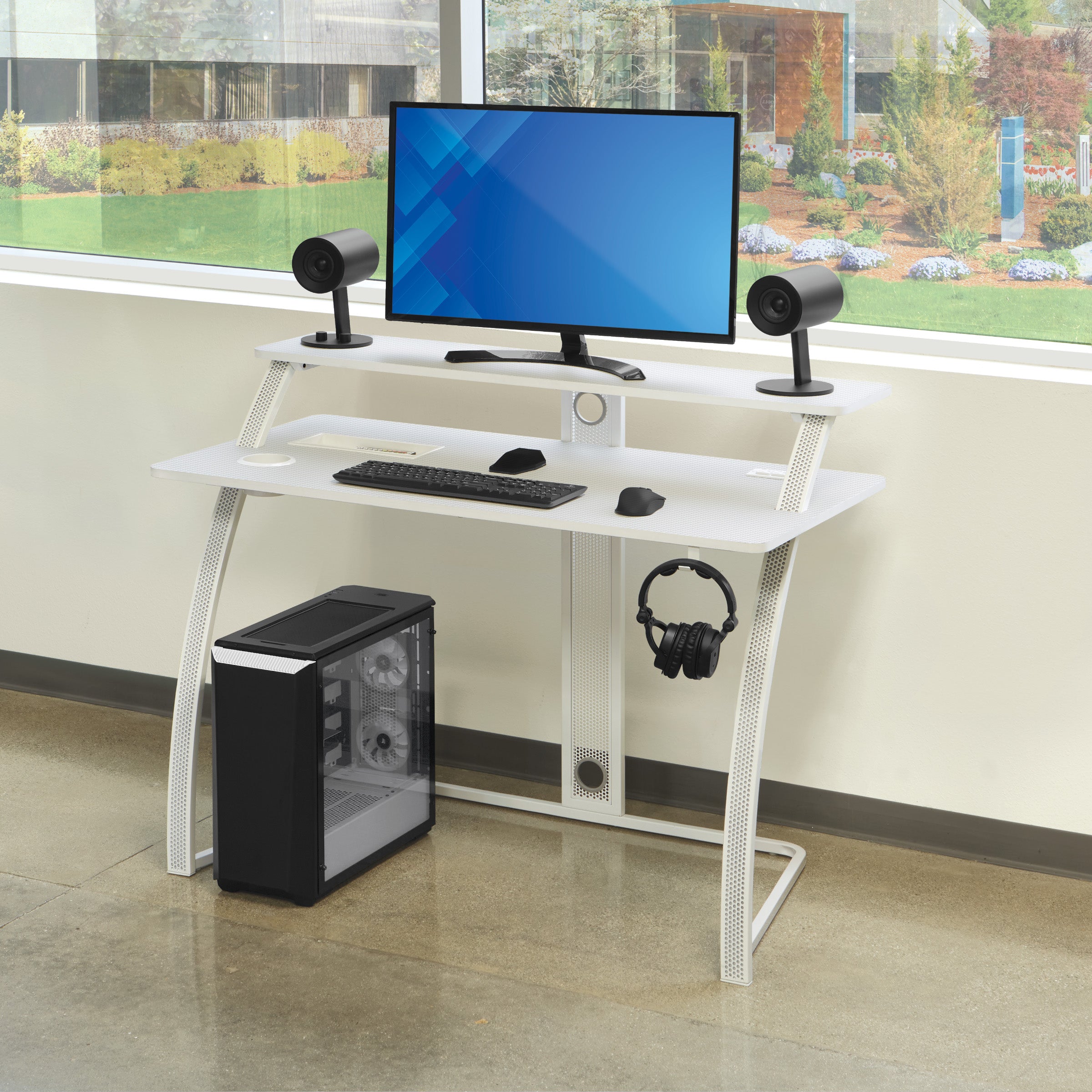 Code30 Battlestation Gaming Desk - White/ Carbon