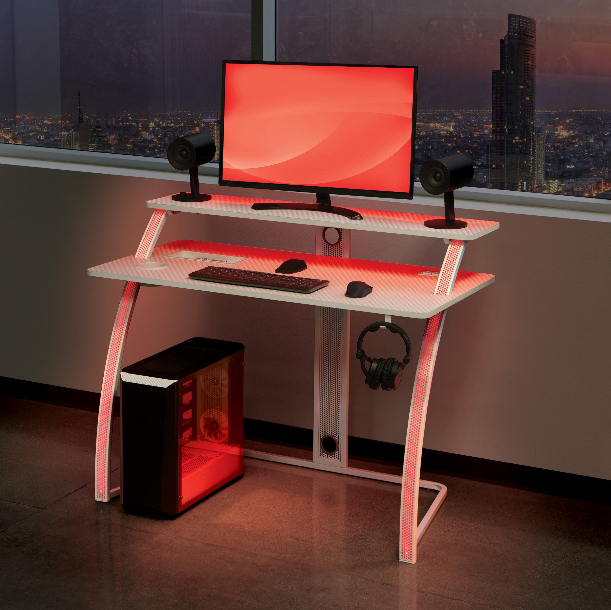 Code30 Battlestation Gaming Desk - White/ Carbon