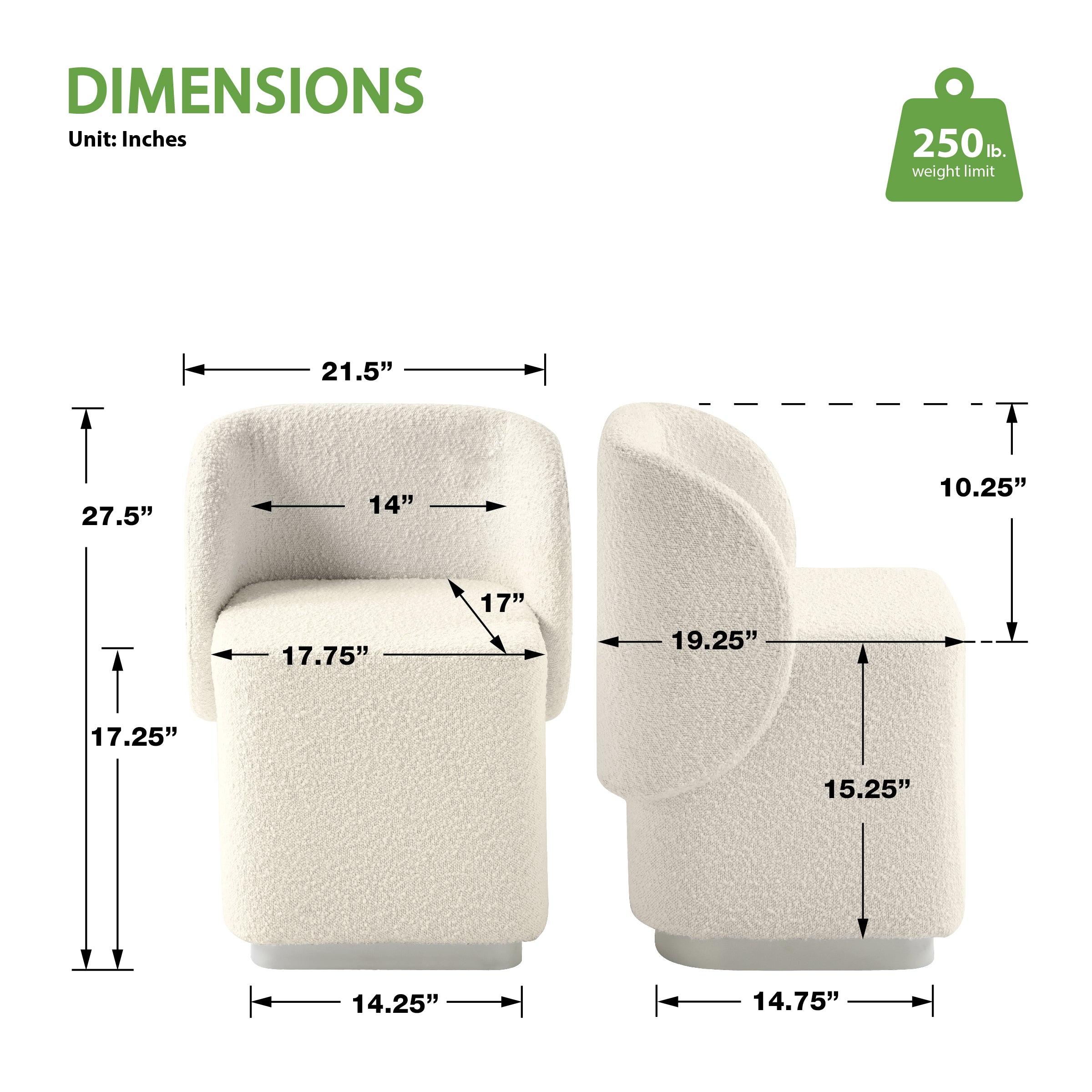Cady Vanity Chair - Textured Cream