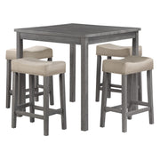 Celina 5-Piece Counter Height Set - Antique Grey/Lt Grey