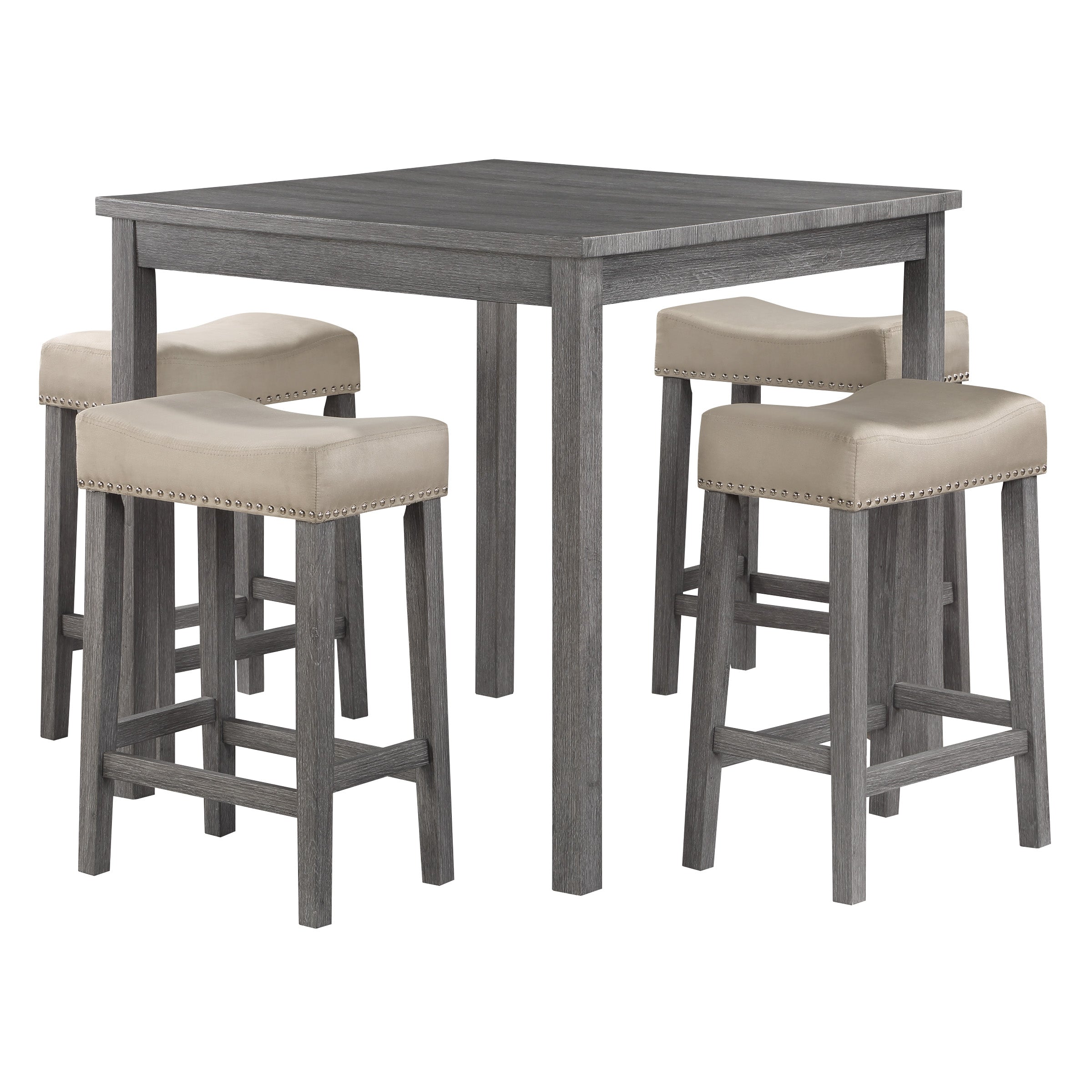 Celina 5-Piece Counter Height Set - Antique Grey/Lt Grey