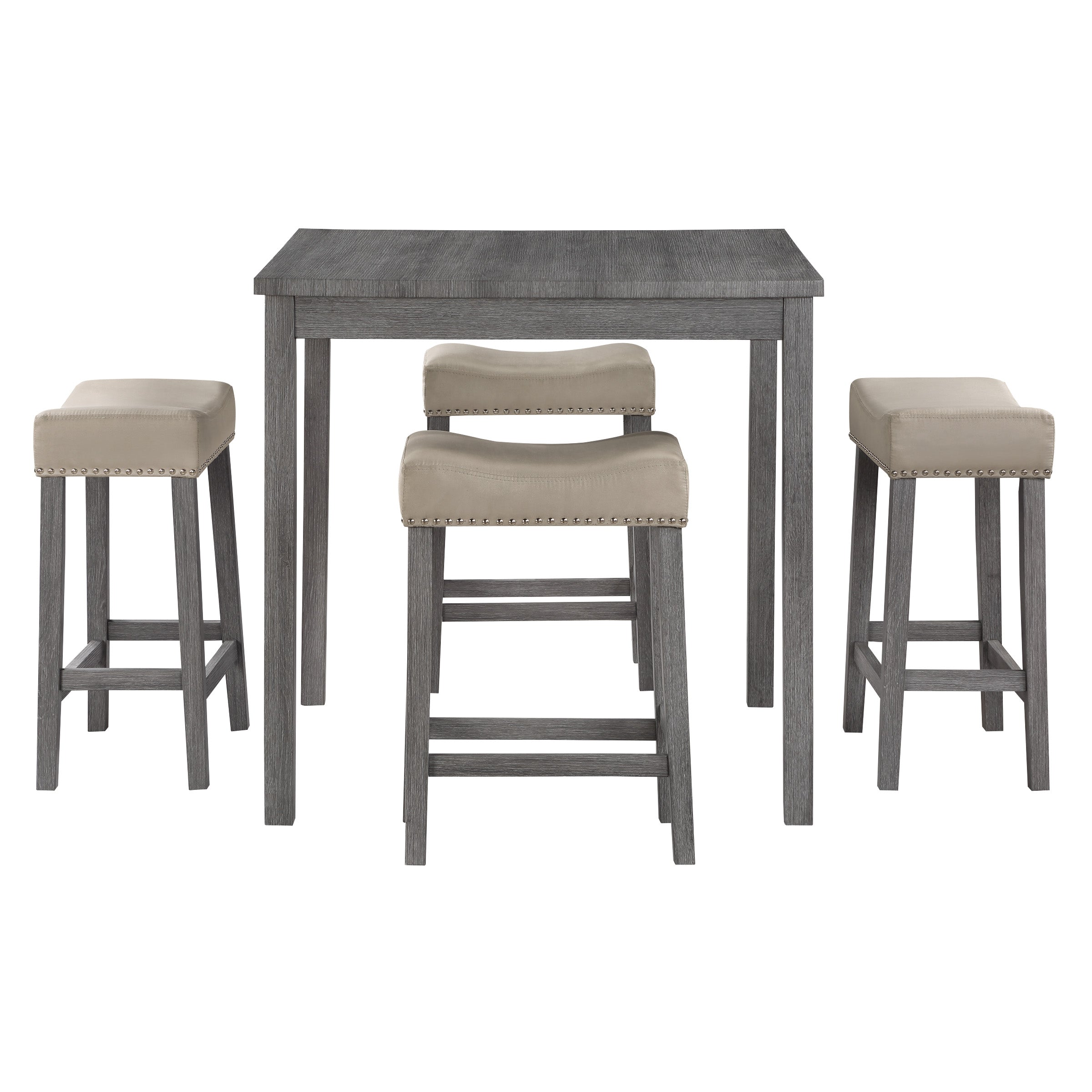 Celina 5-Piece Counter Height Set - Antique Grey/Lt Grey
