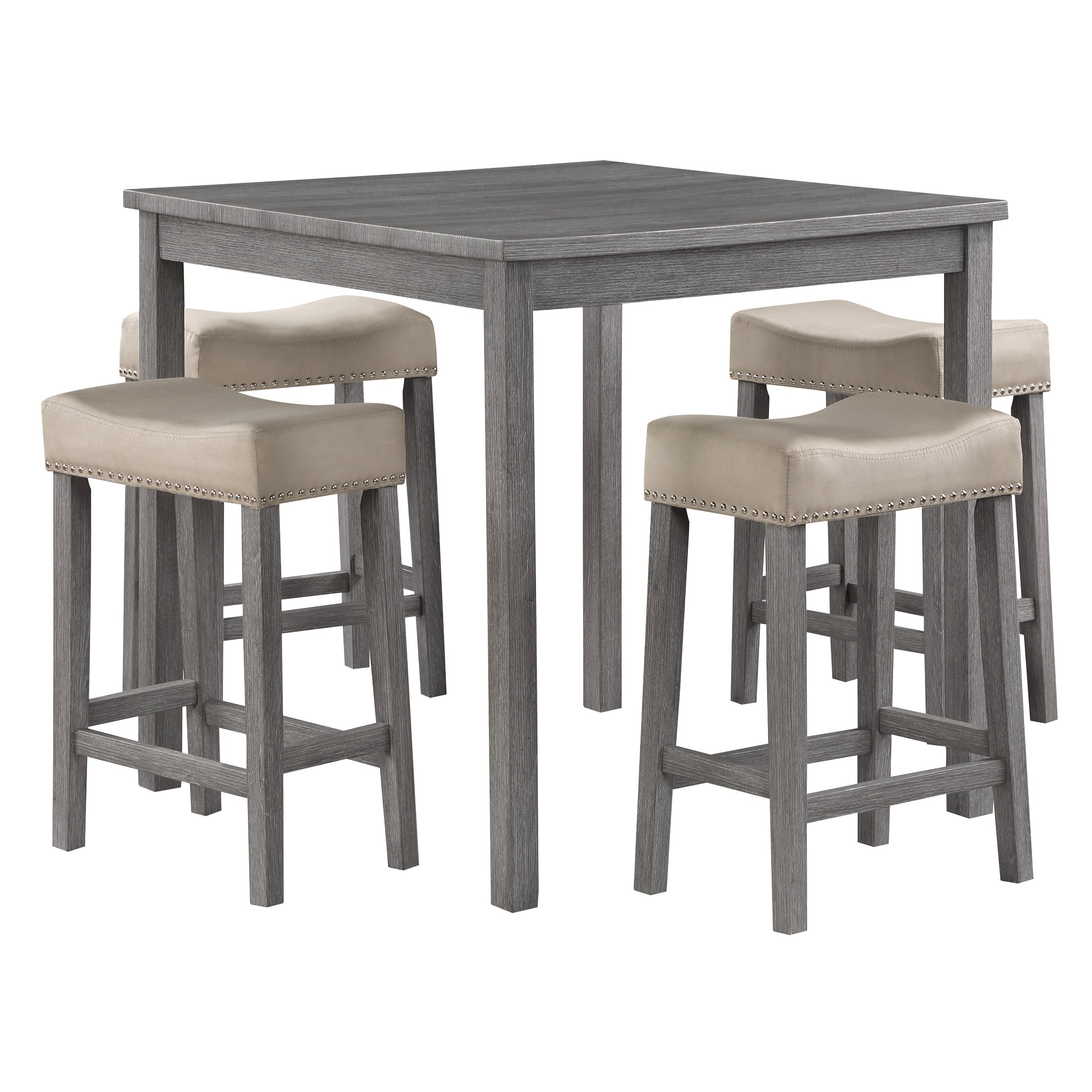 Celina 5-Piece Counter Height Set - Antique Grey/Lt Grey