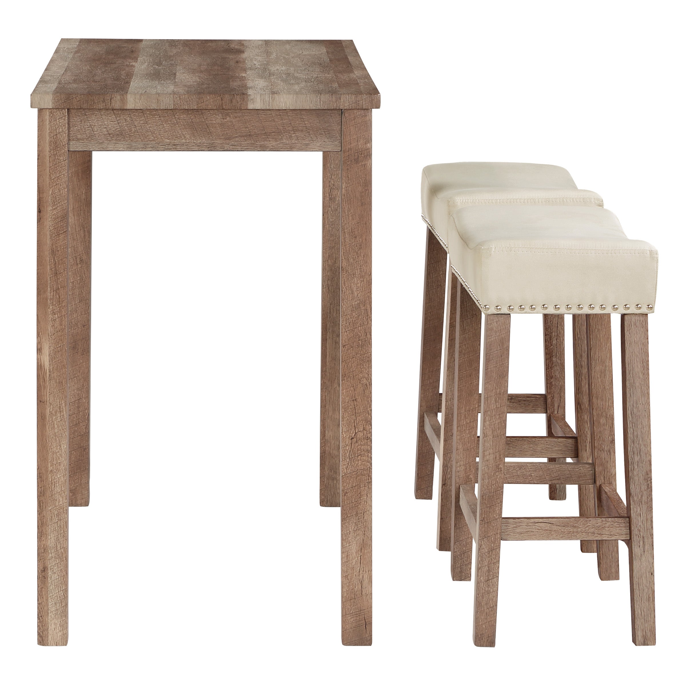 Celina 3-Piece Counter Height Set - Natural Wood/Lt Brown