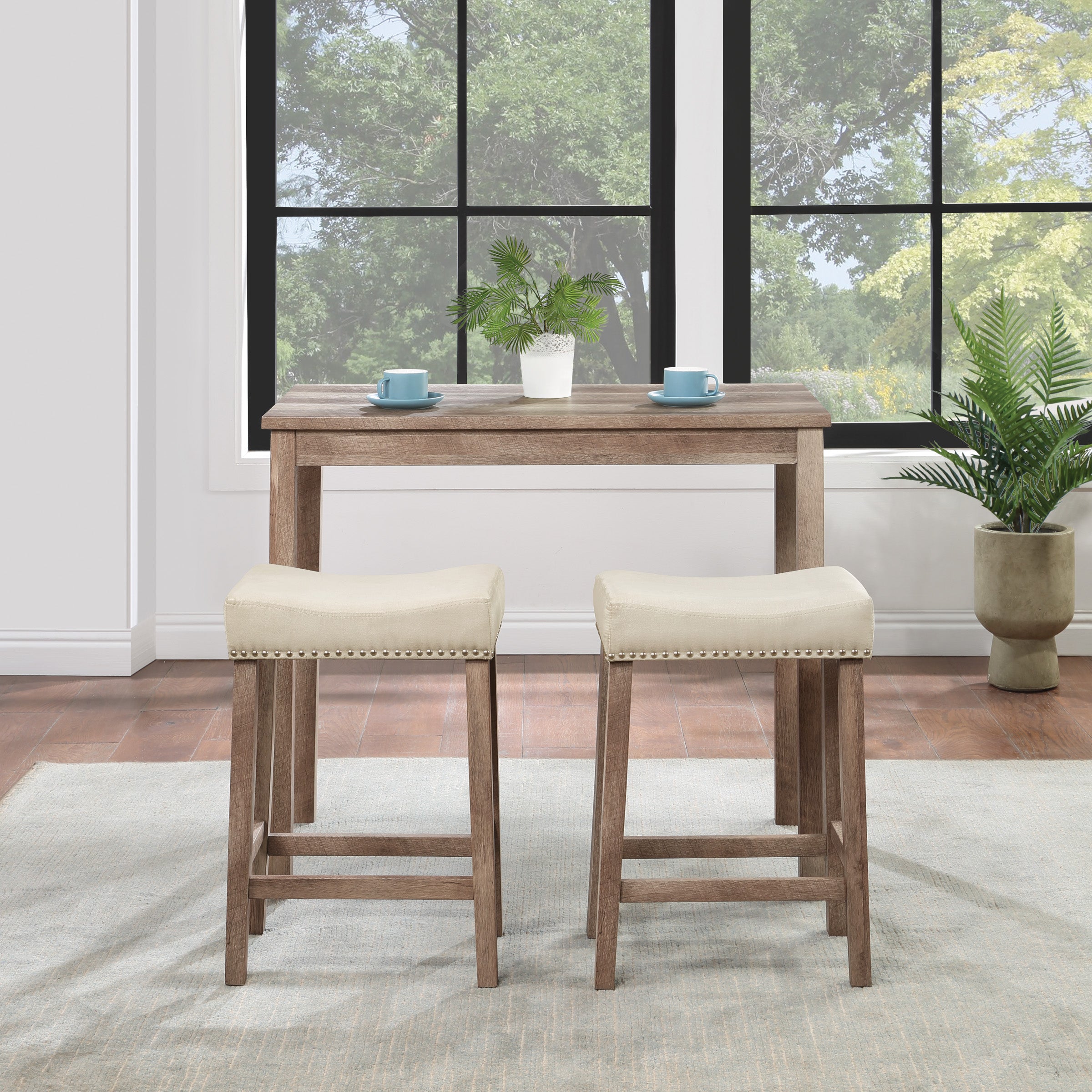 Celina 3-Piece Counter Height Set - Natural Wood/Lt Brown