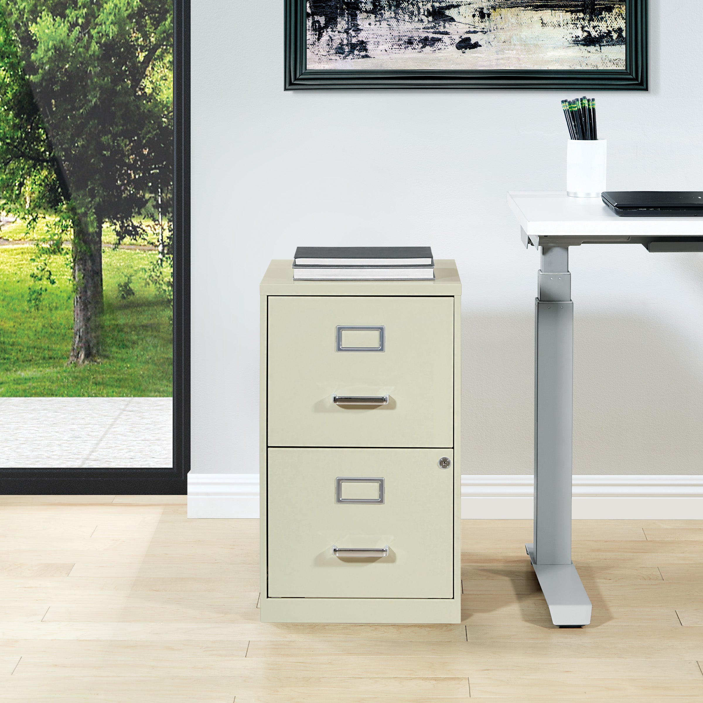 Metal File Cabinet - Tan