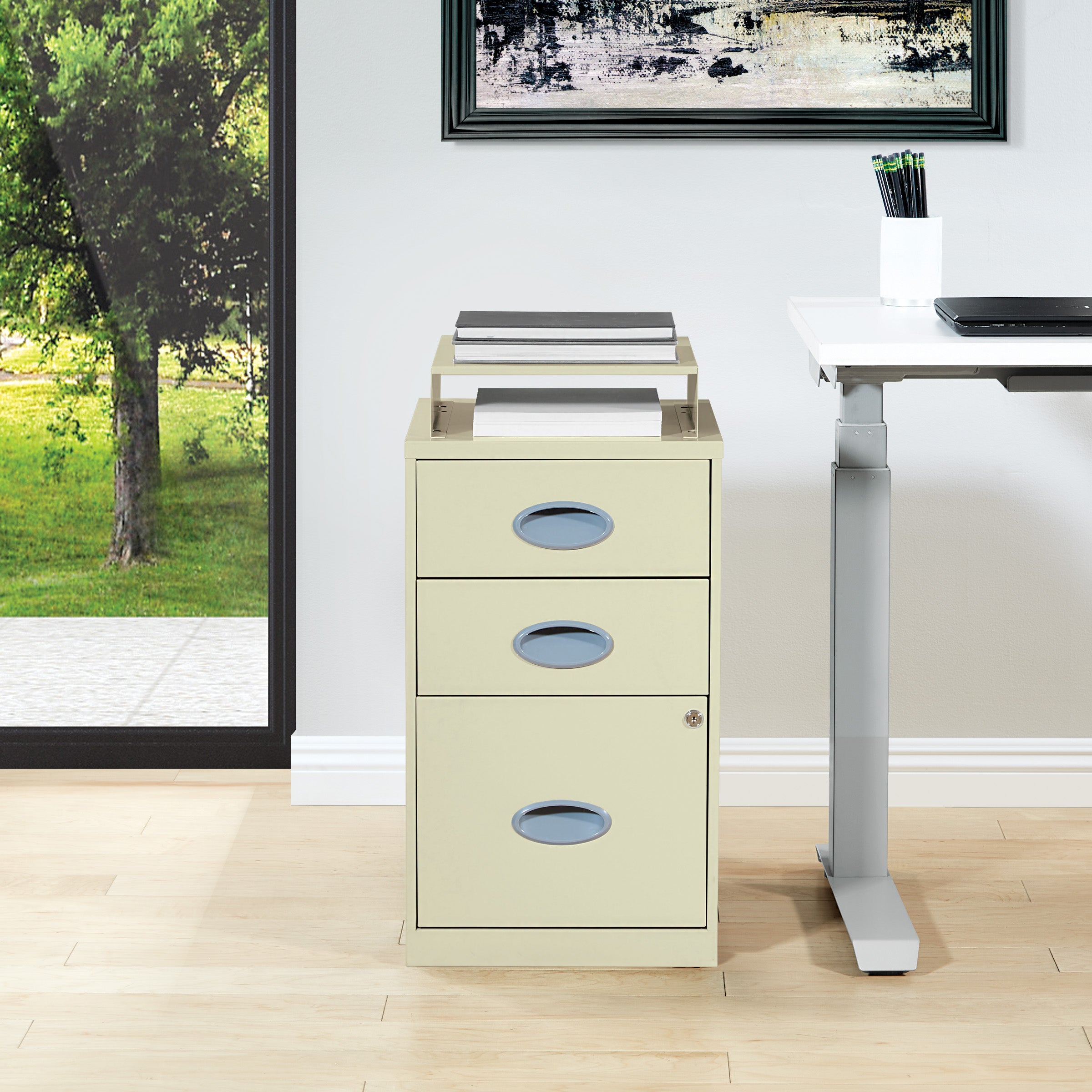 Metal File Cabinet - Tan