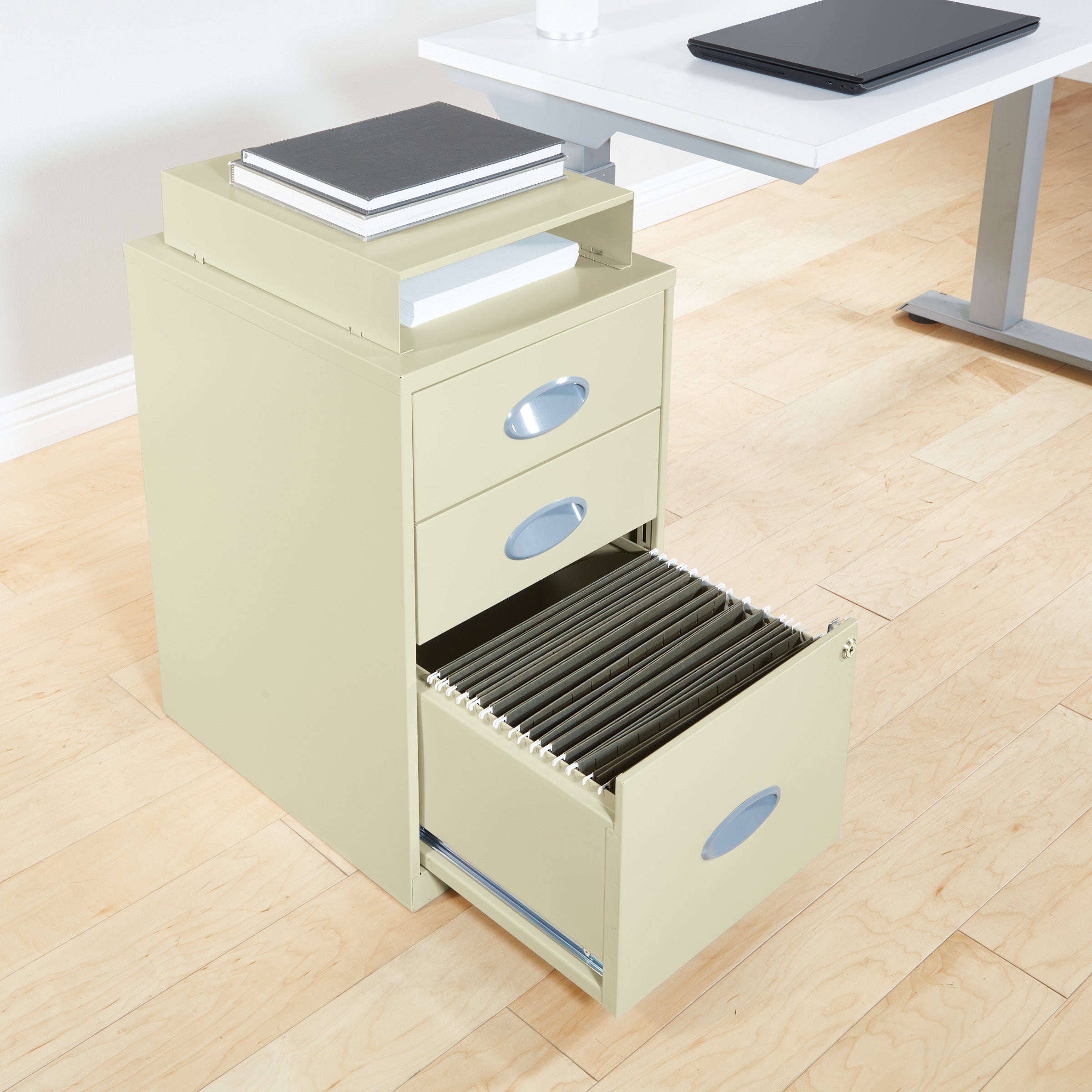 Metal File Cabinet - Tan