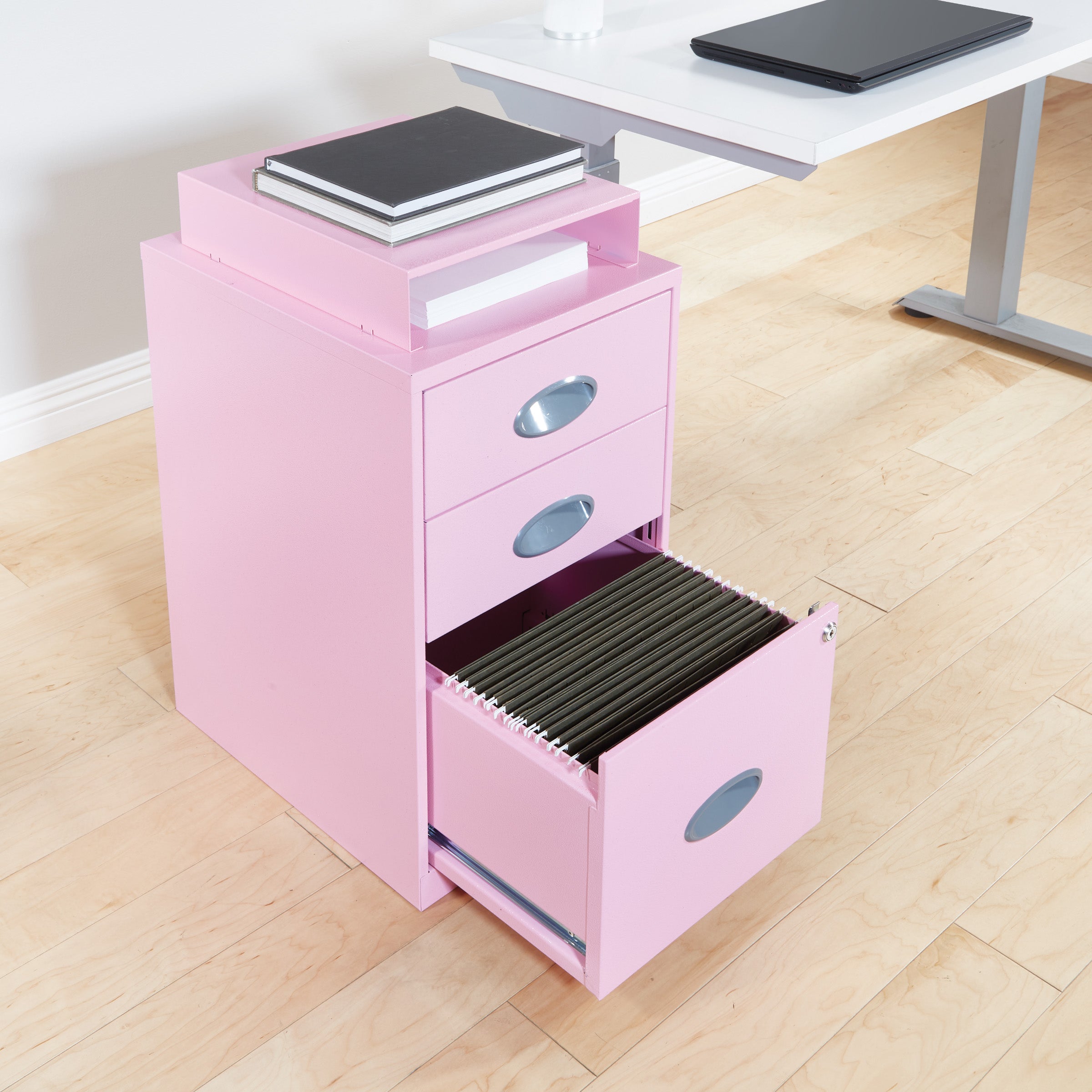 Metal File Cabinet - Pink