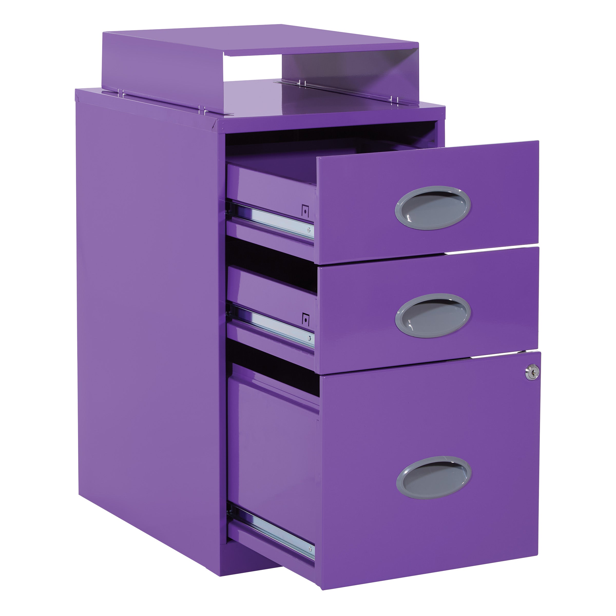 Metal File Cabinet - Purple