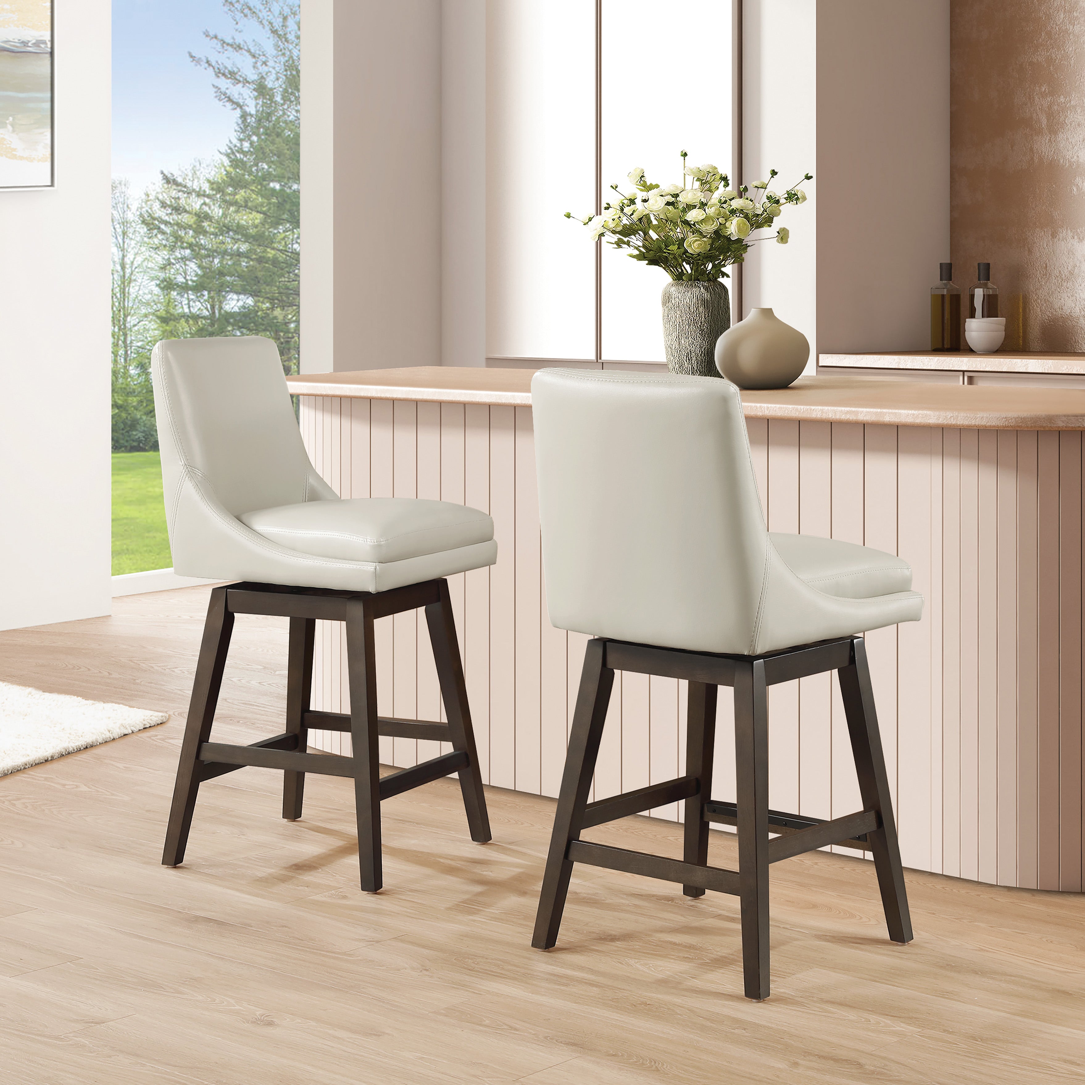 Chilton 26" Swivel Counter Stool - Cream/ Dark Walnut