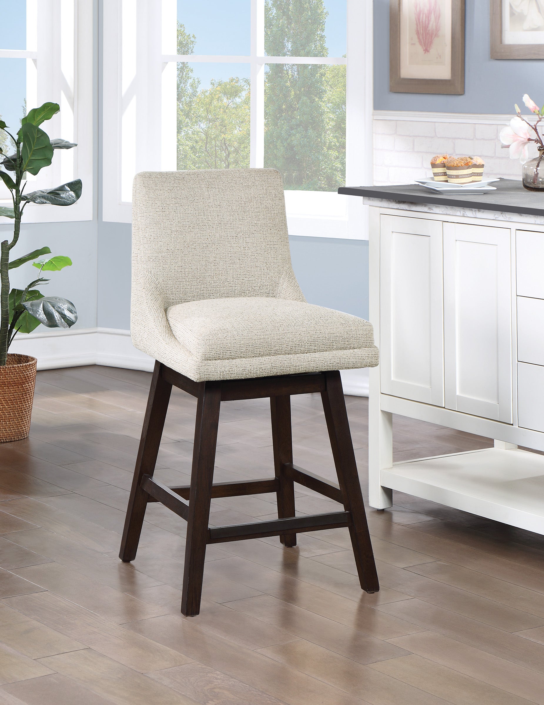 Chilton 26" Swivel Counter Stool - Sanchez Cement/ Dark Walnut