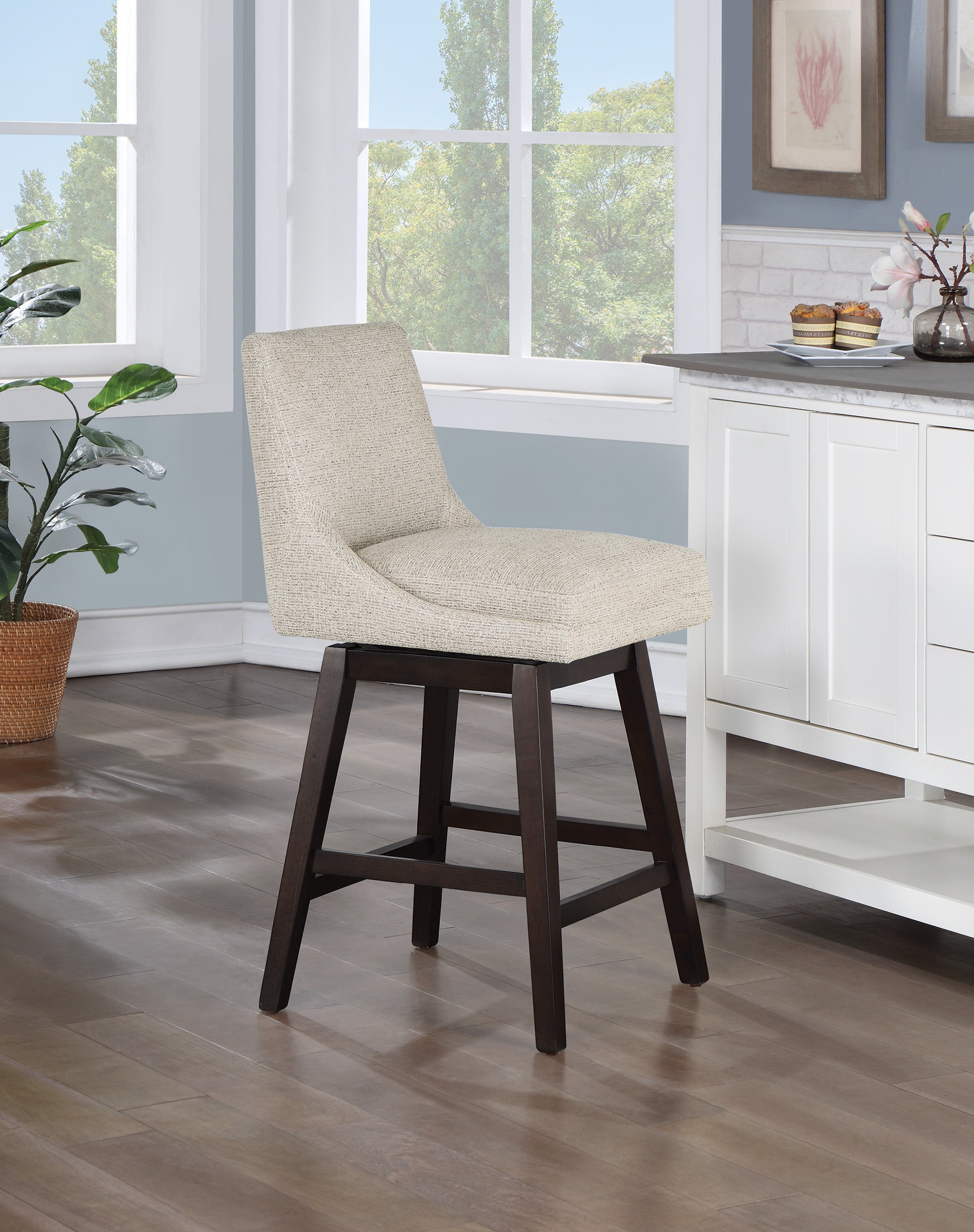 Chilton 26" Swivel Counter Stool - Sanchez Cement/ Dark Walnut