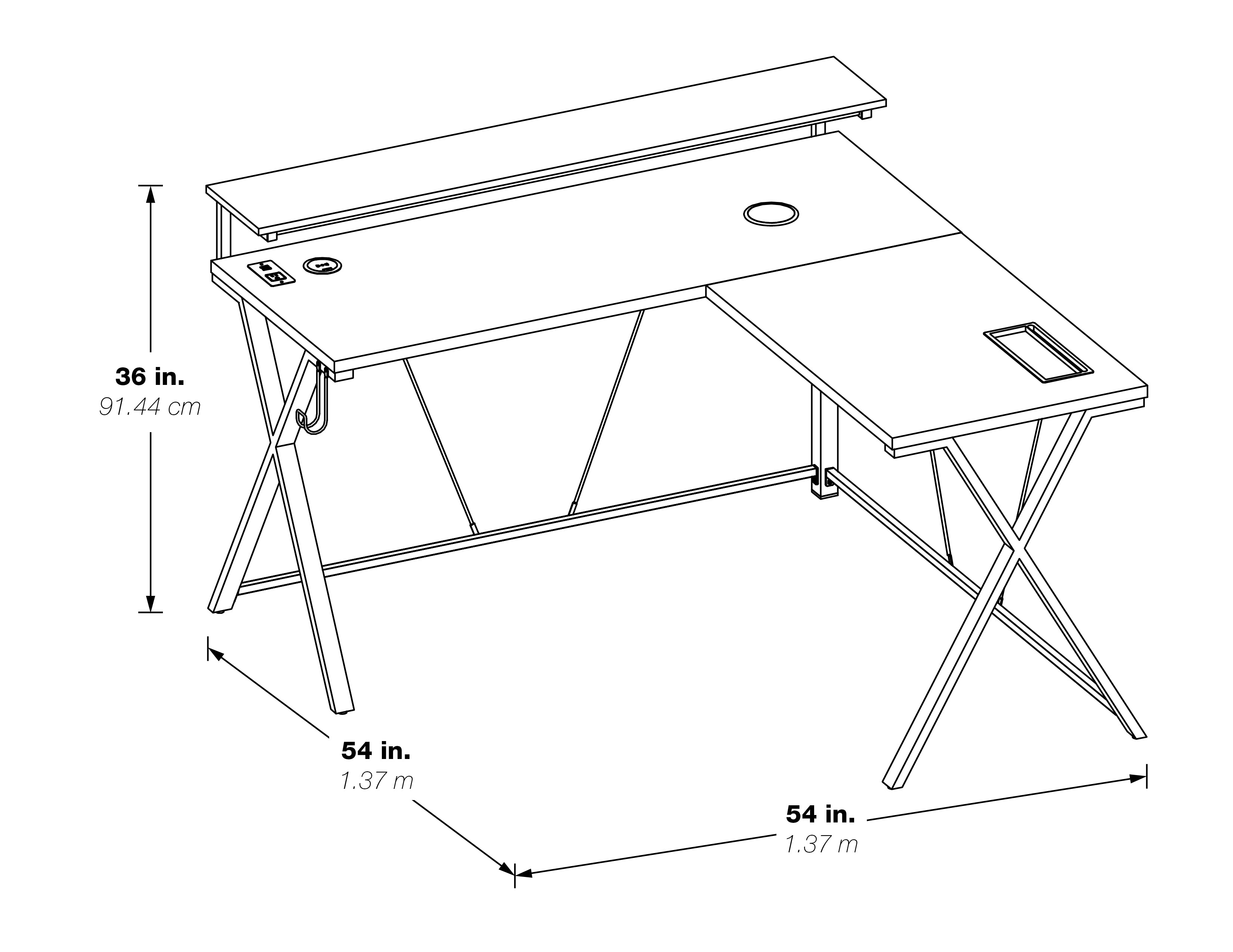 Checkpoint L Shape Gaming Desk - Black