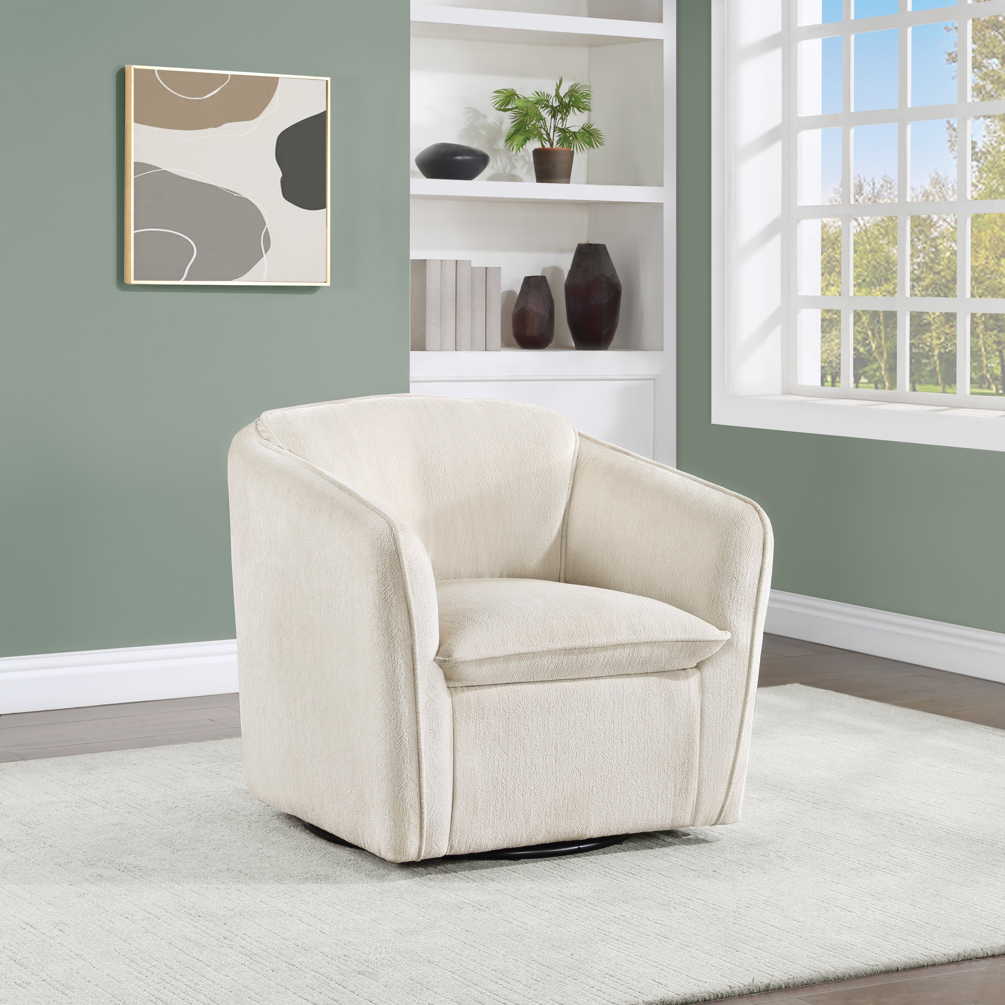 Clarice Swivel Chair-Parchment Fabric