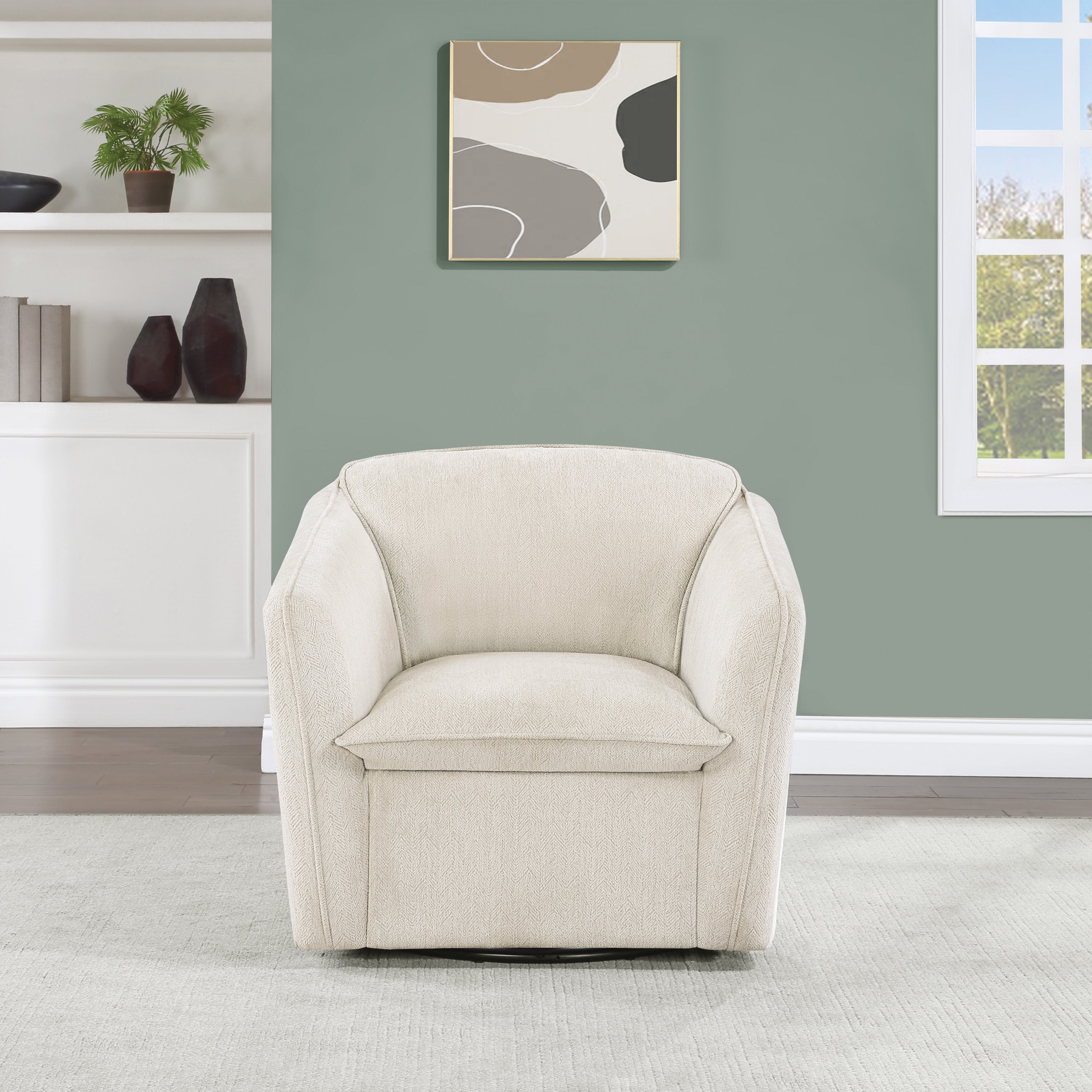 Clarice Swivel Chair-Parchment Fabric