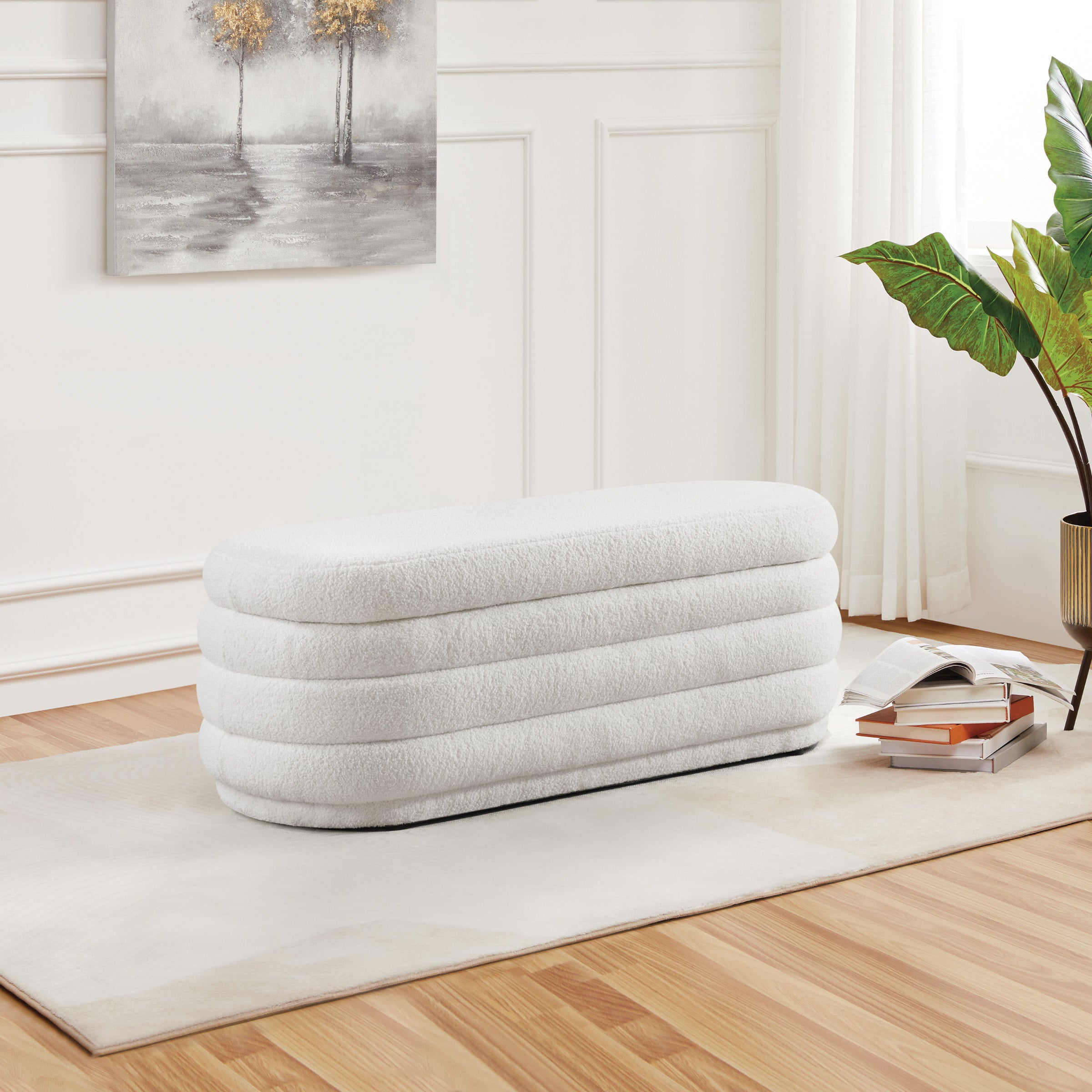 Clifford Storage Bench - Ivory Sherpa