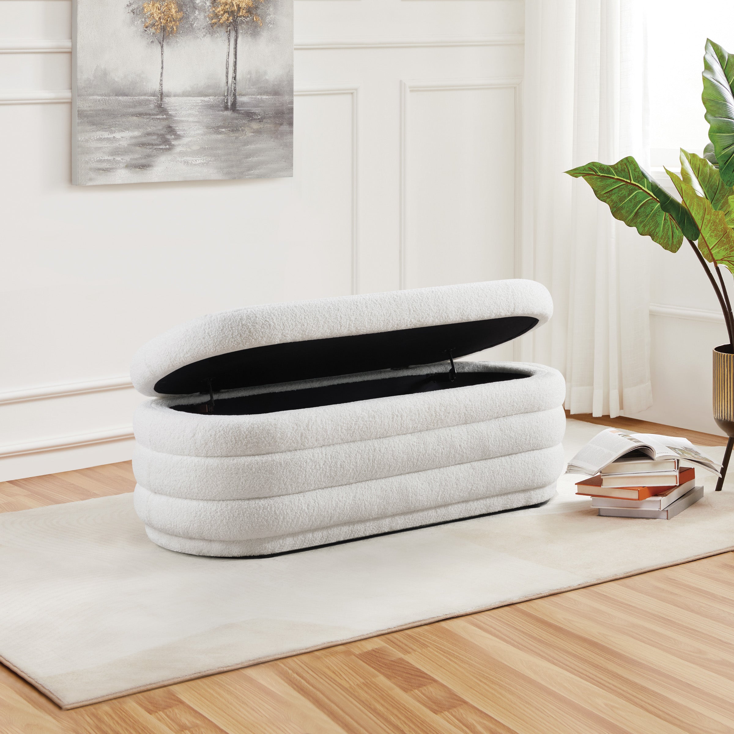 Clifford Storage Bench - Ivory Sherpa