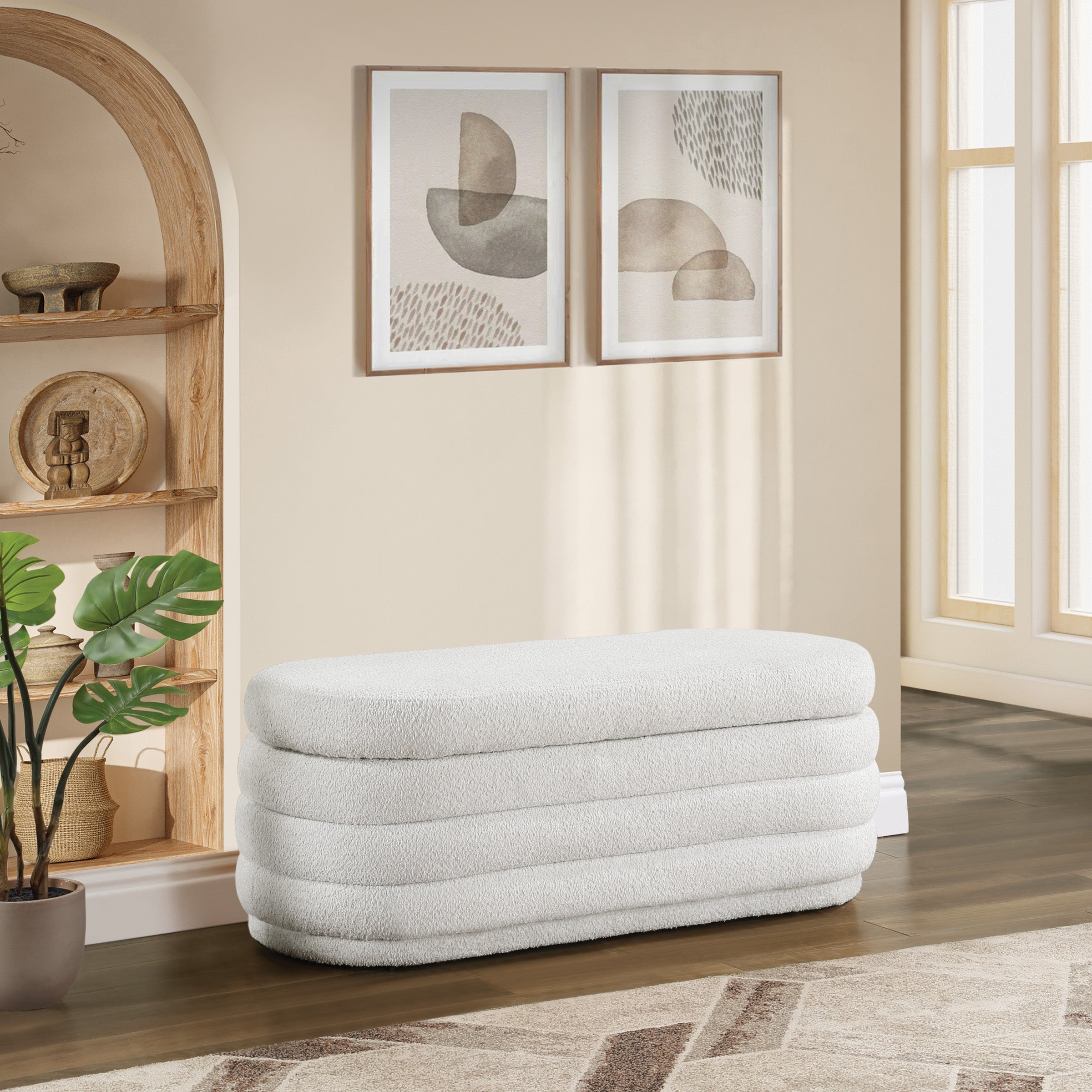 Clifford Storage Bench - Parchment Sherpa