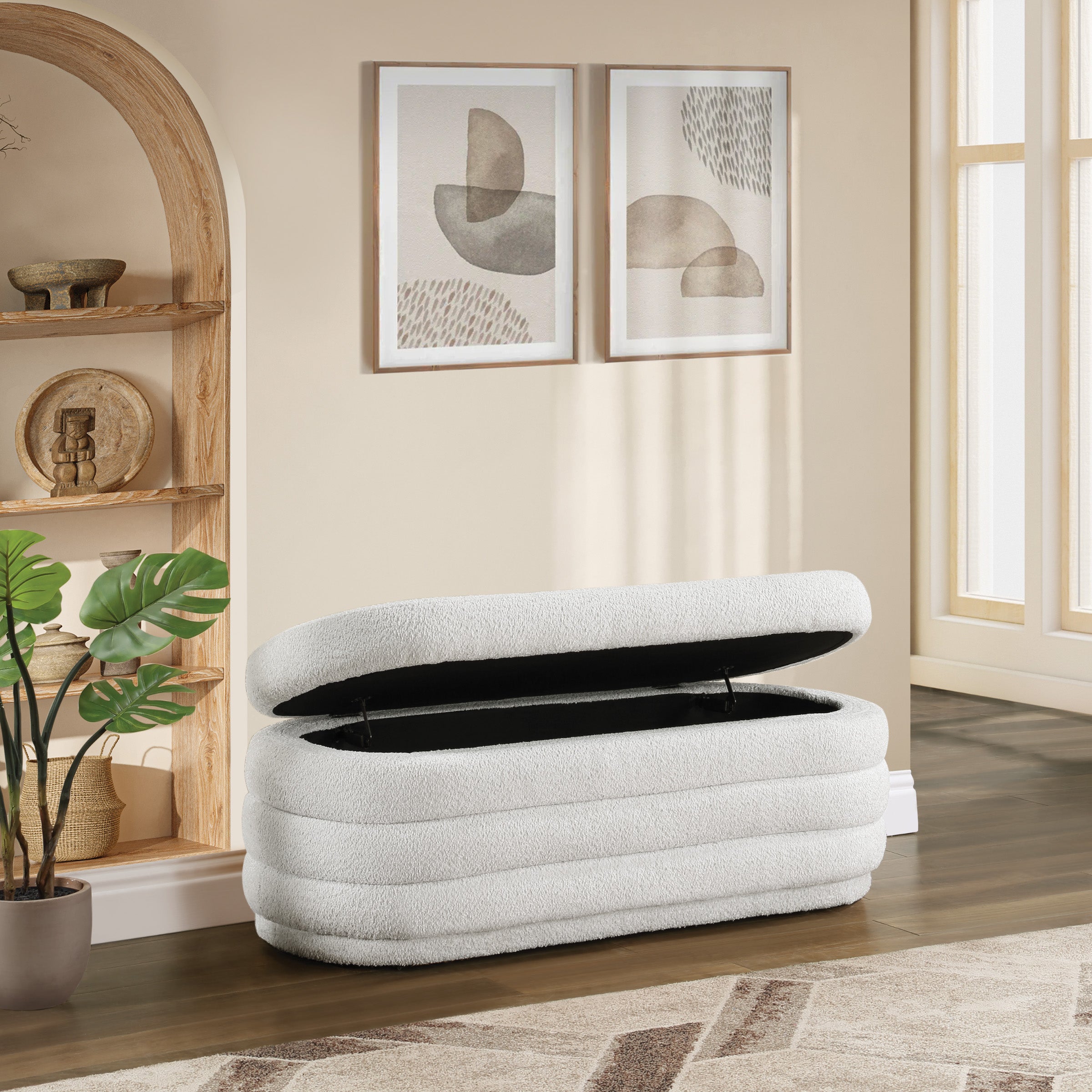 Clifford Storage Bench - Parchment Sherpa
