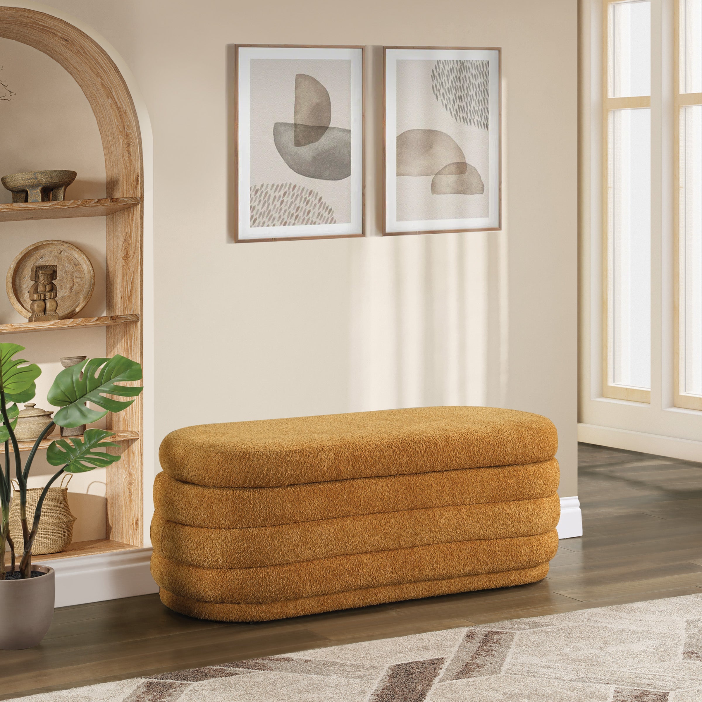 Clifford Storage Bench - Medallion Sherpa