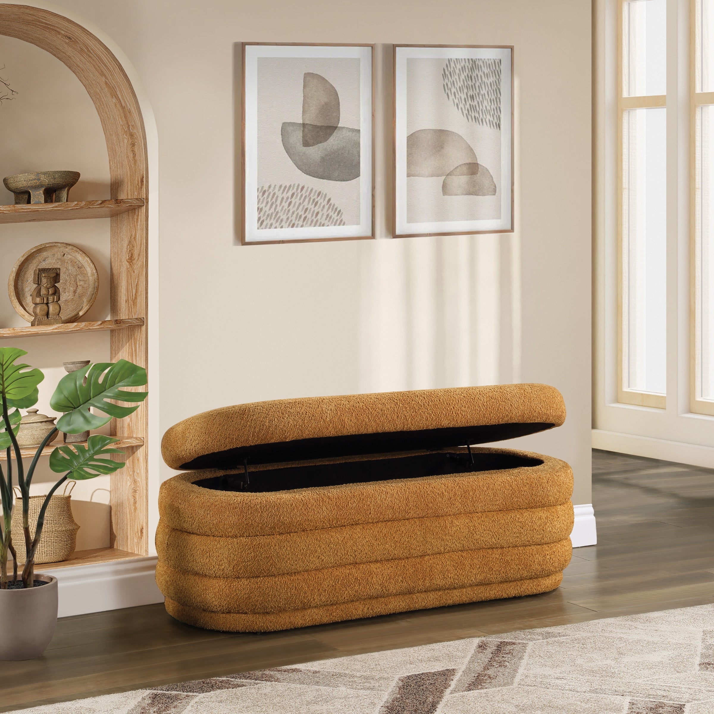 Clifford Storage Bench - Medallion Sherpa