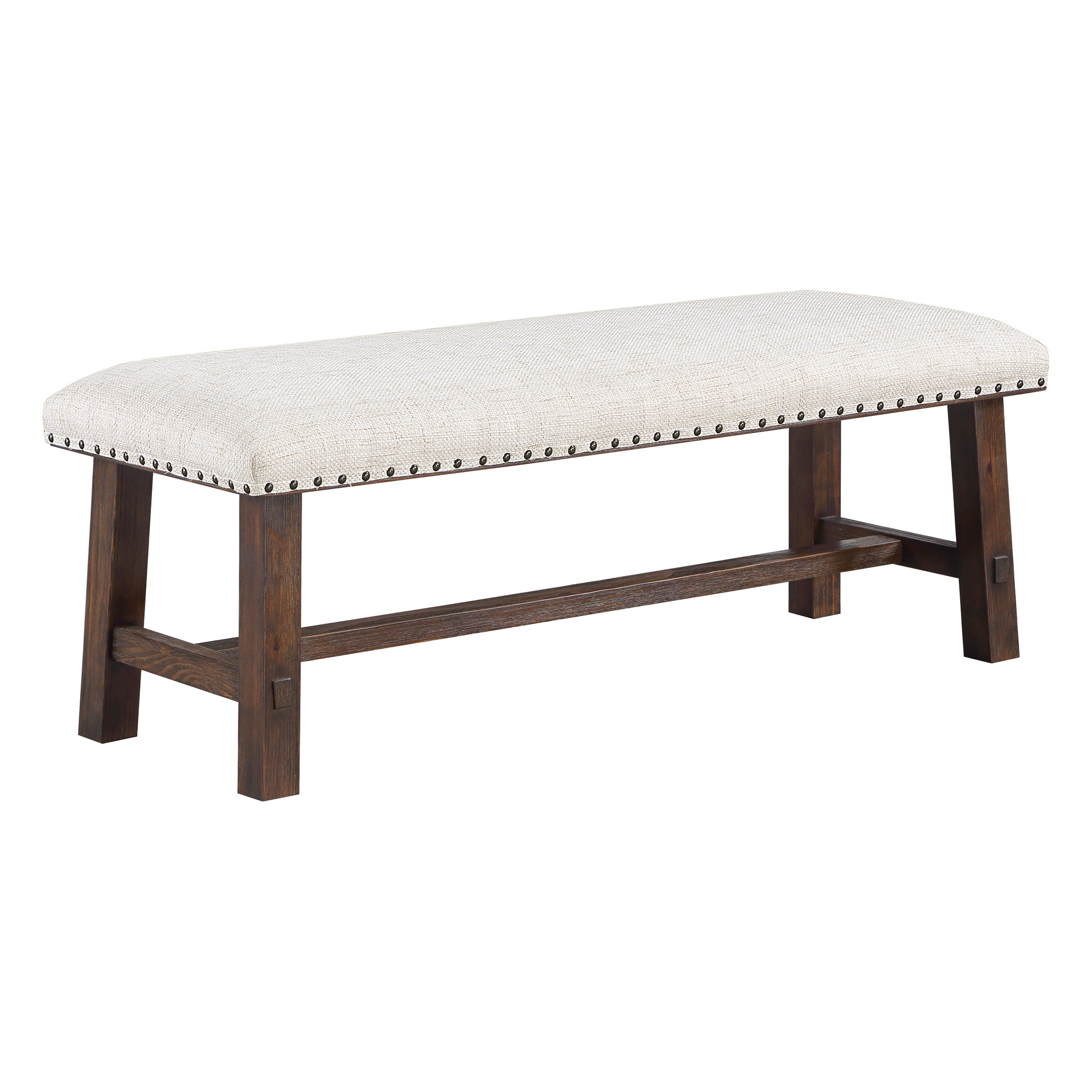 Callen Bench - Linen, Dark Walnut base