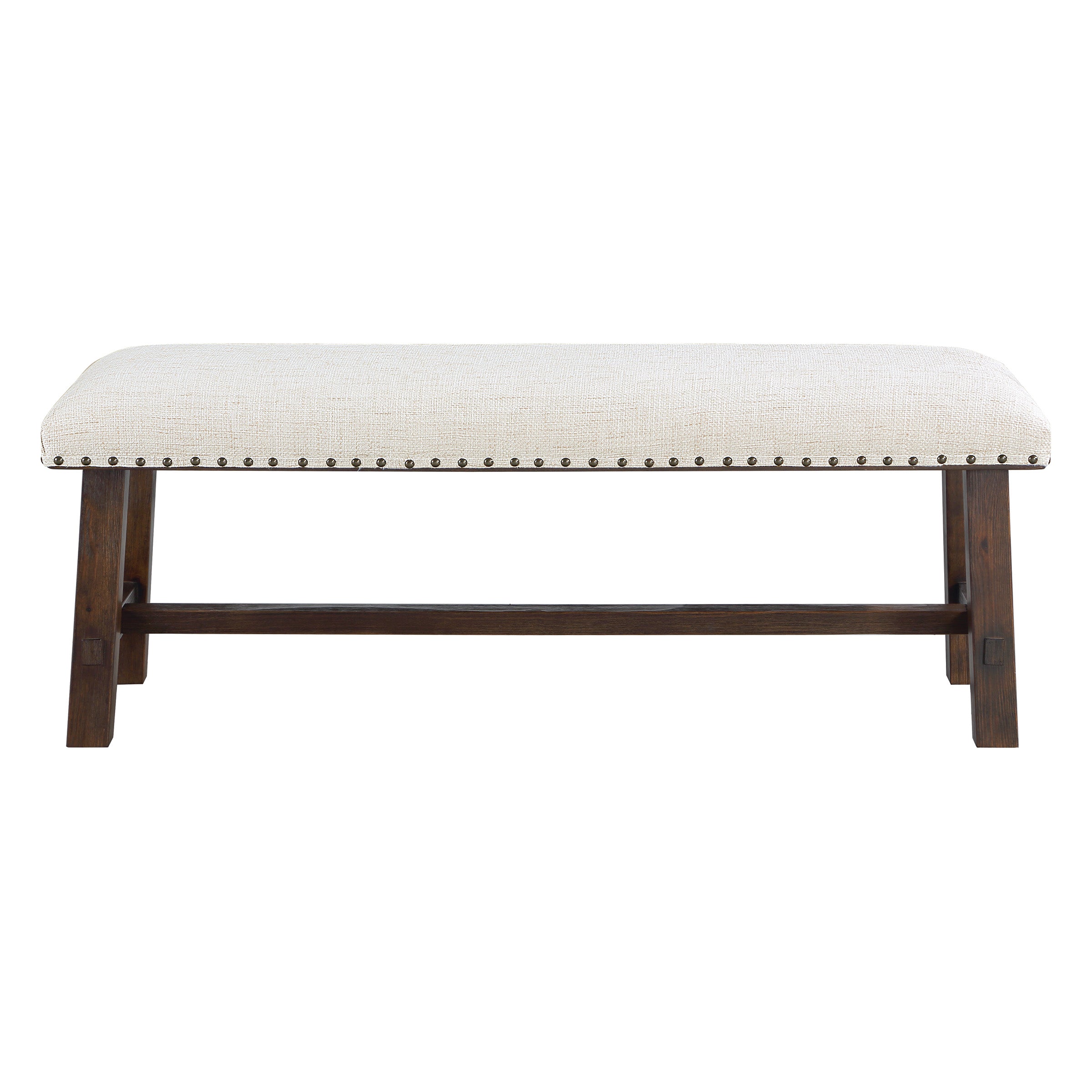 Callen Bench - Linen, Dark Walnut base