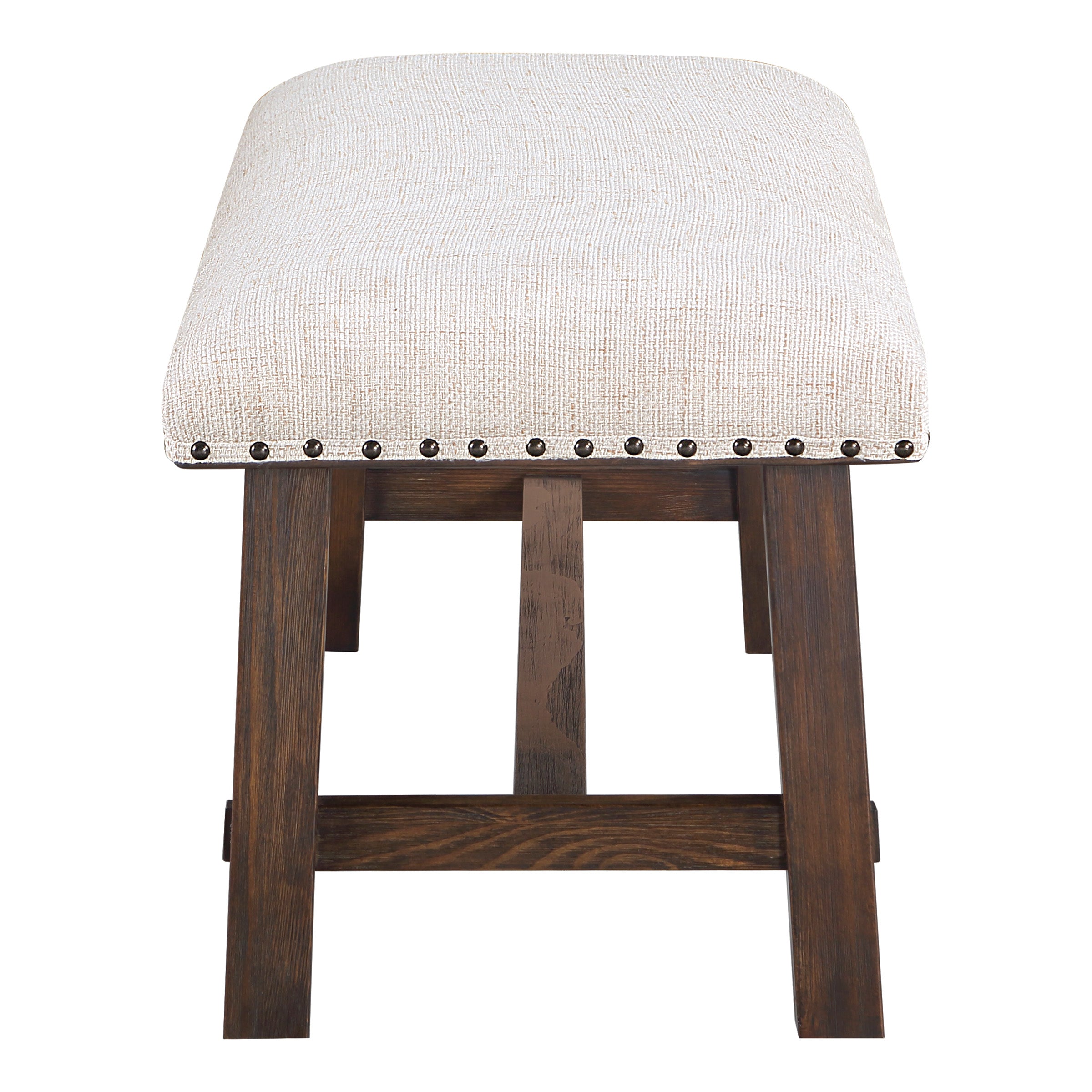 Callen Bench - Linen, Dark Walnut base
