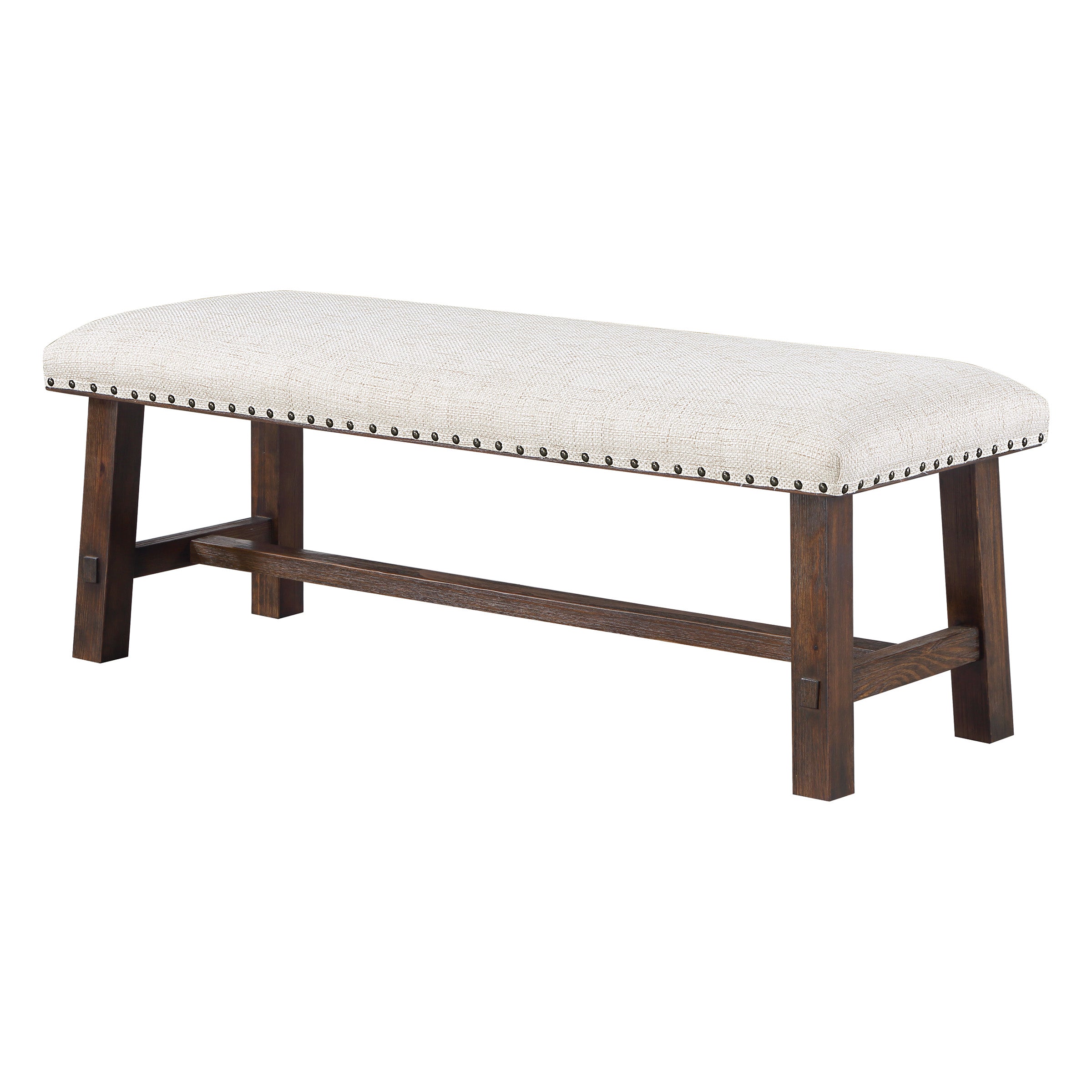 Callen Bench - Linen, Dark Walnut base