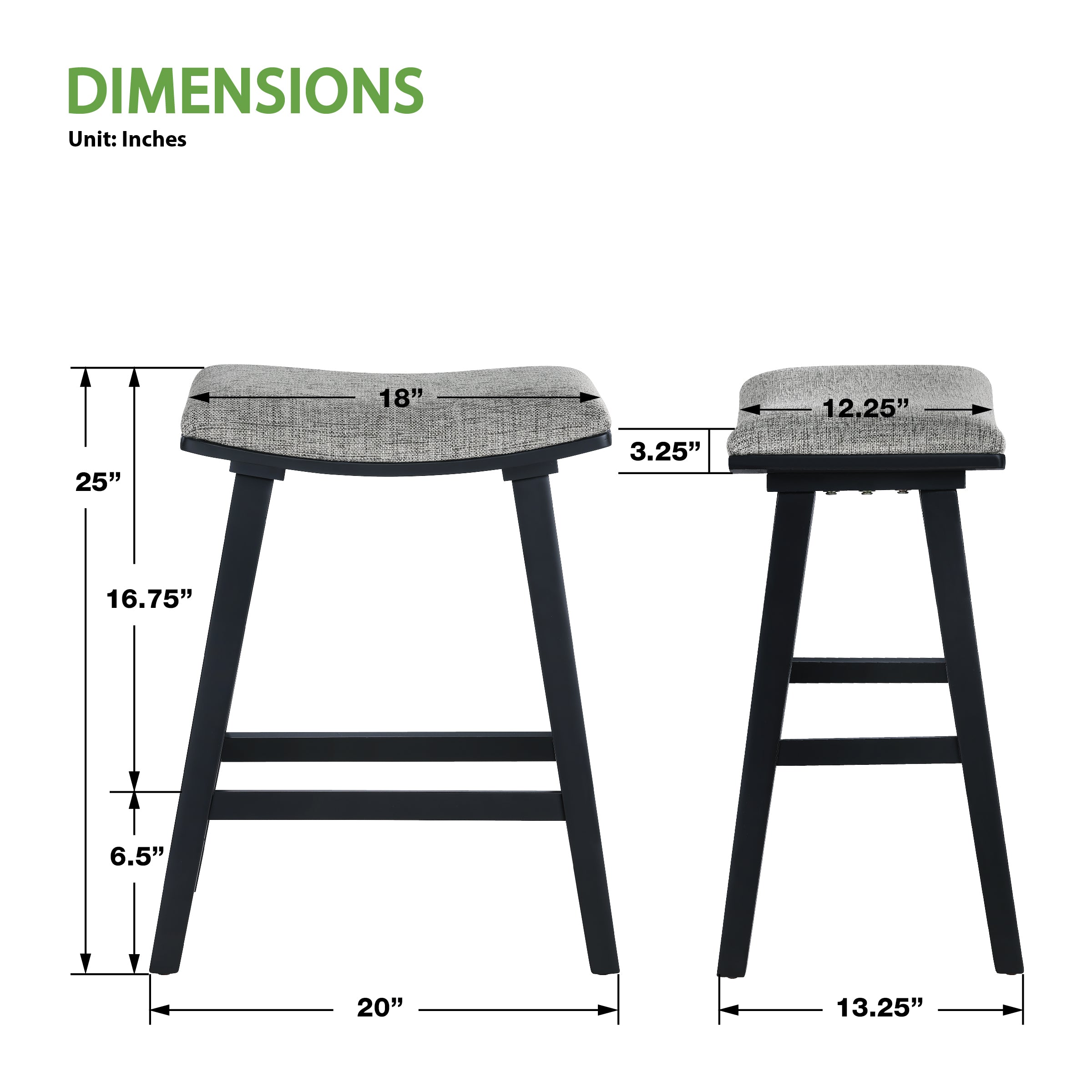 Coley 24" Saddle Stool 2-Pk - Graphite / Black Wash
