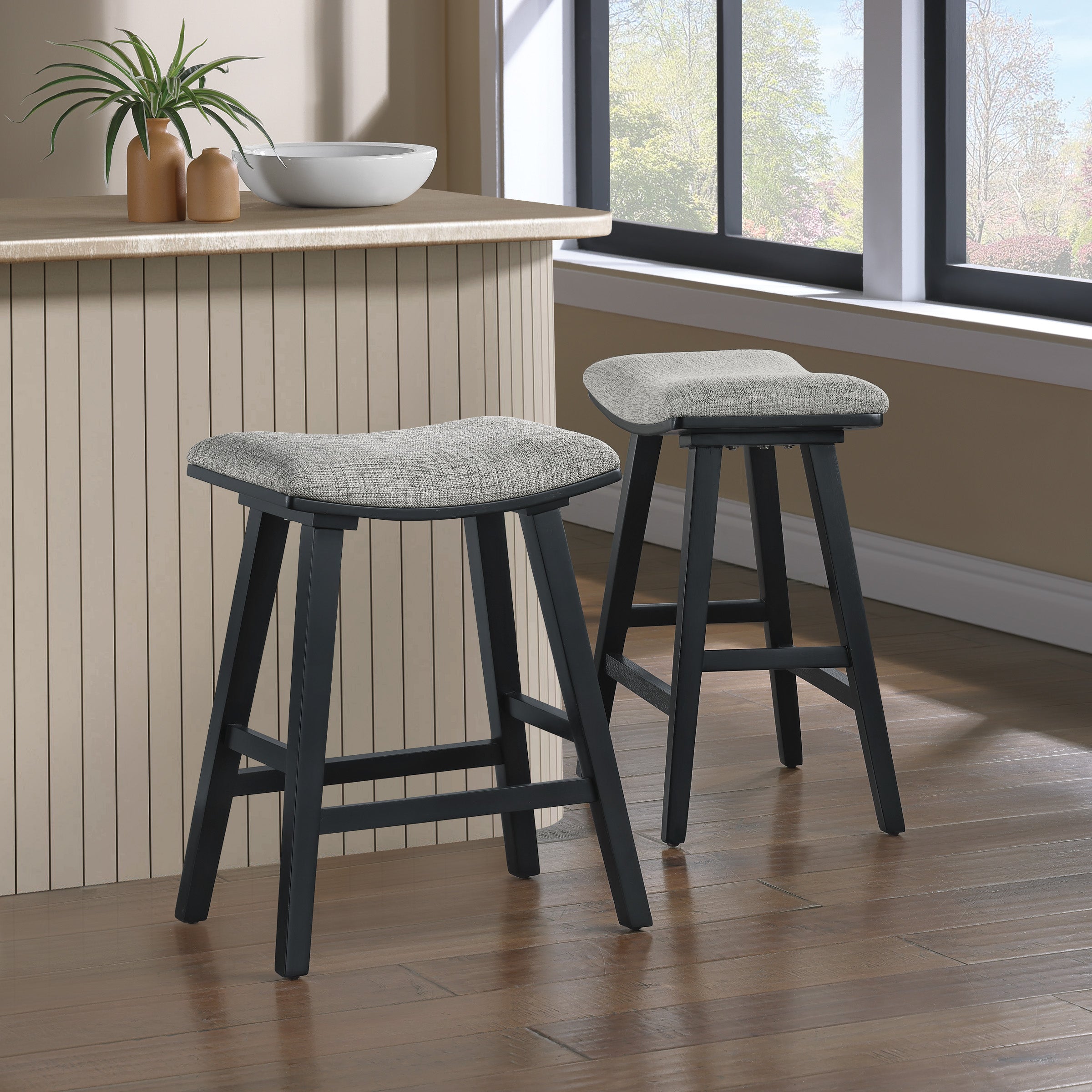 Coley 24" Saddle Stool 2-Pk - Graphite / Black Wash