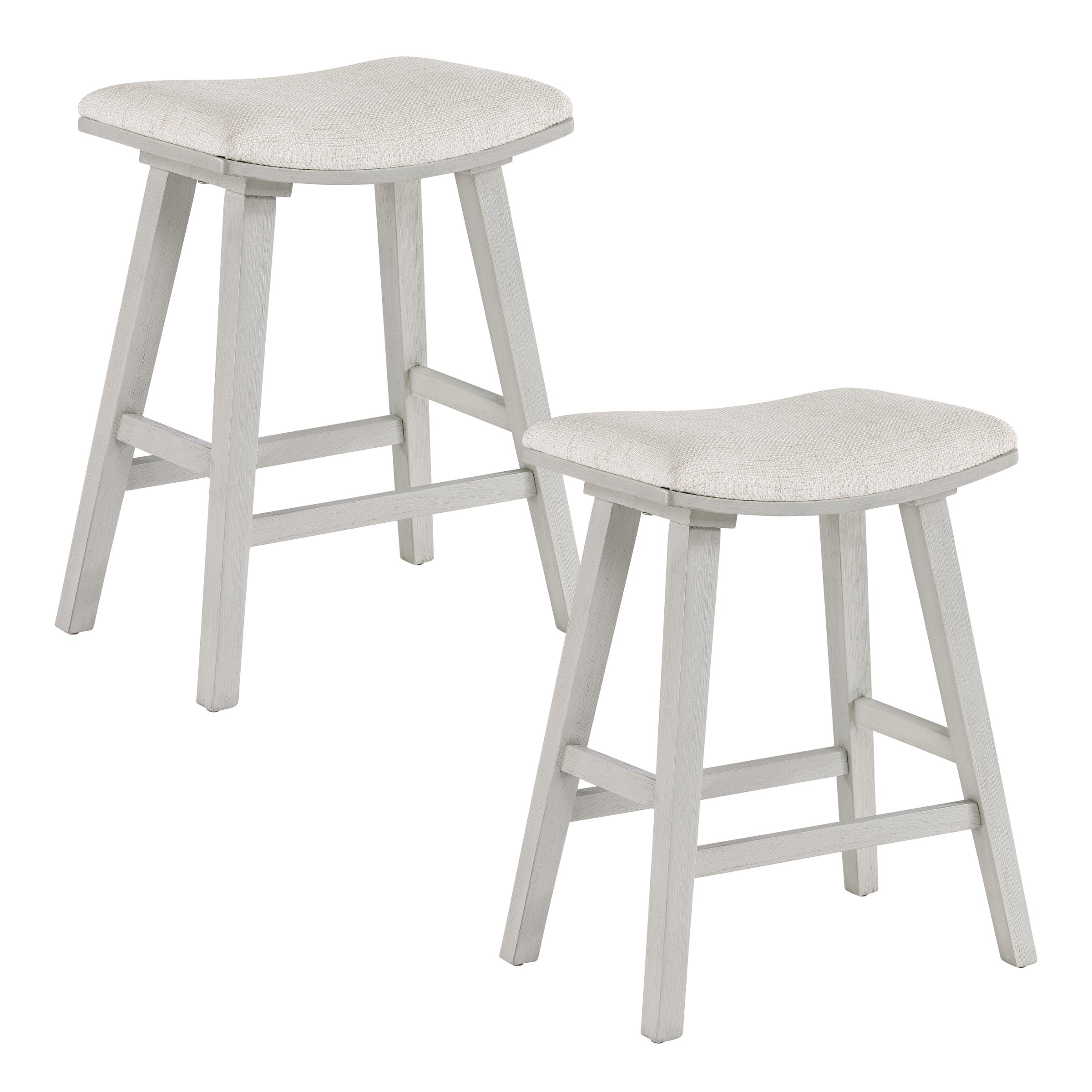 Coley 24" Saddle Stool 2-Pk - Linen / White Wash