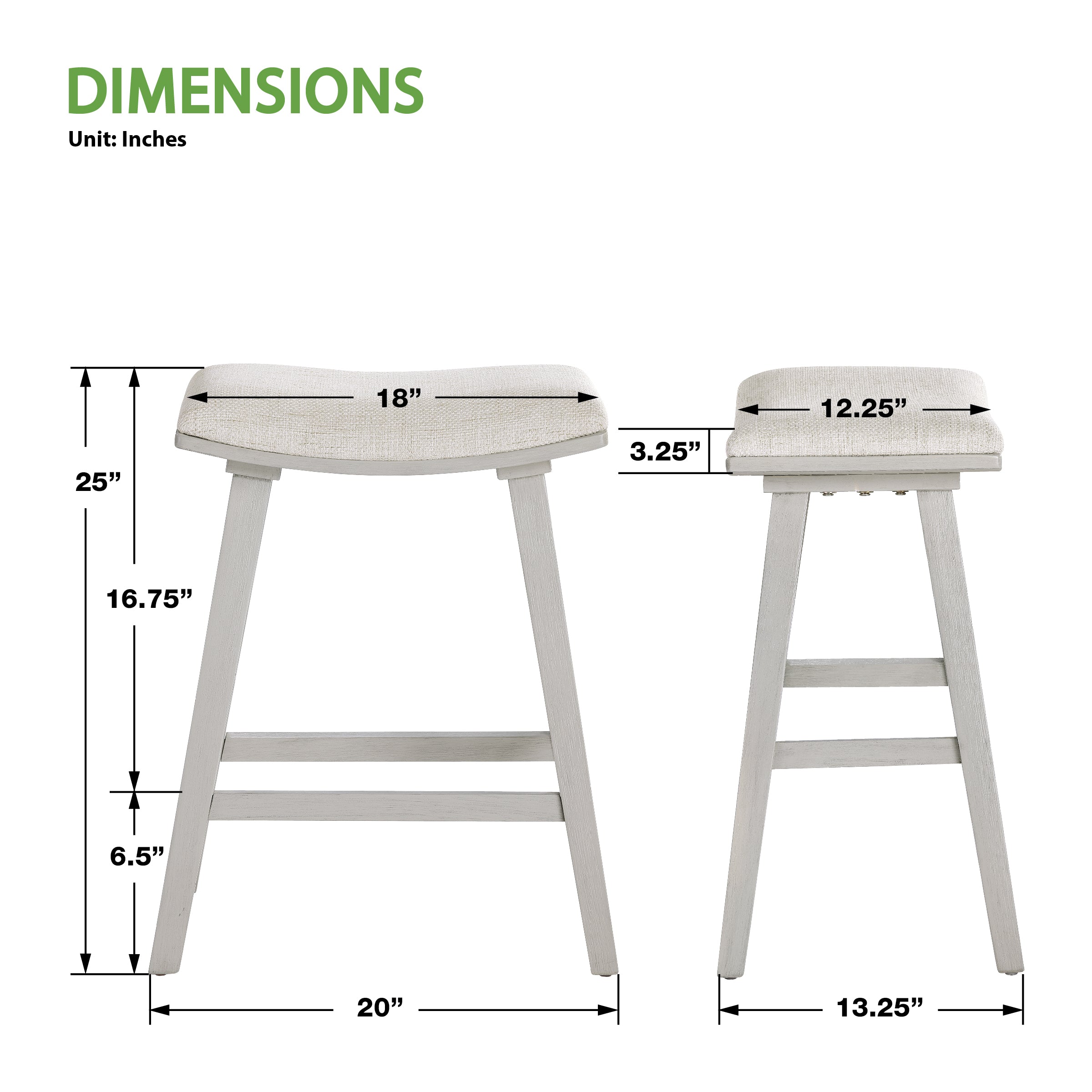 Coley 24" Saddle Stool 2-Pk - Linen / White Wash