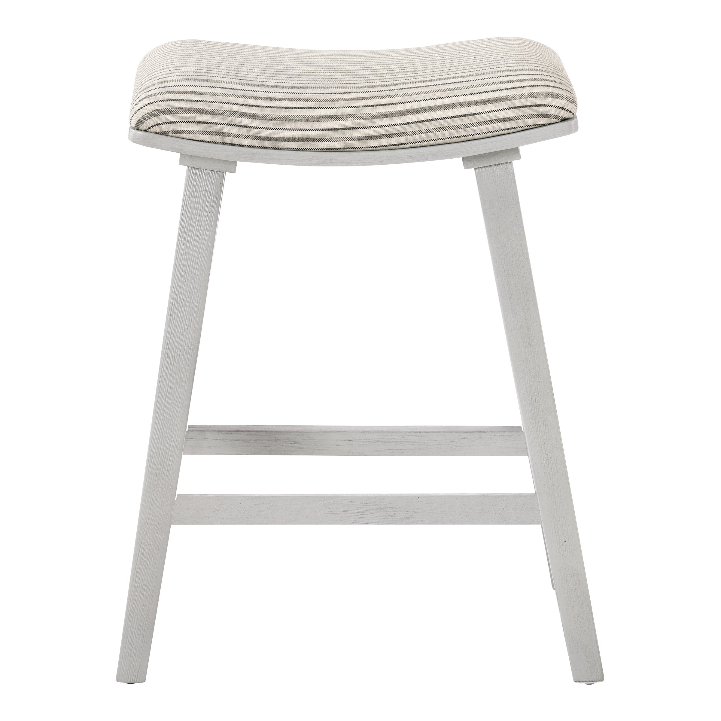Coley 24" Saddle Stool 2-Pk - Cream Pin Stripe / White Wash