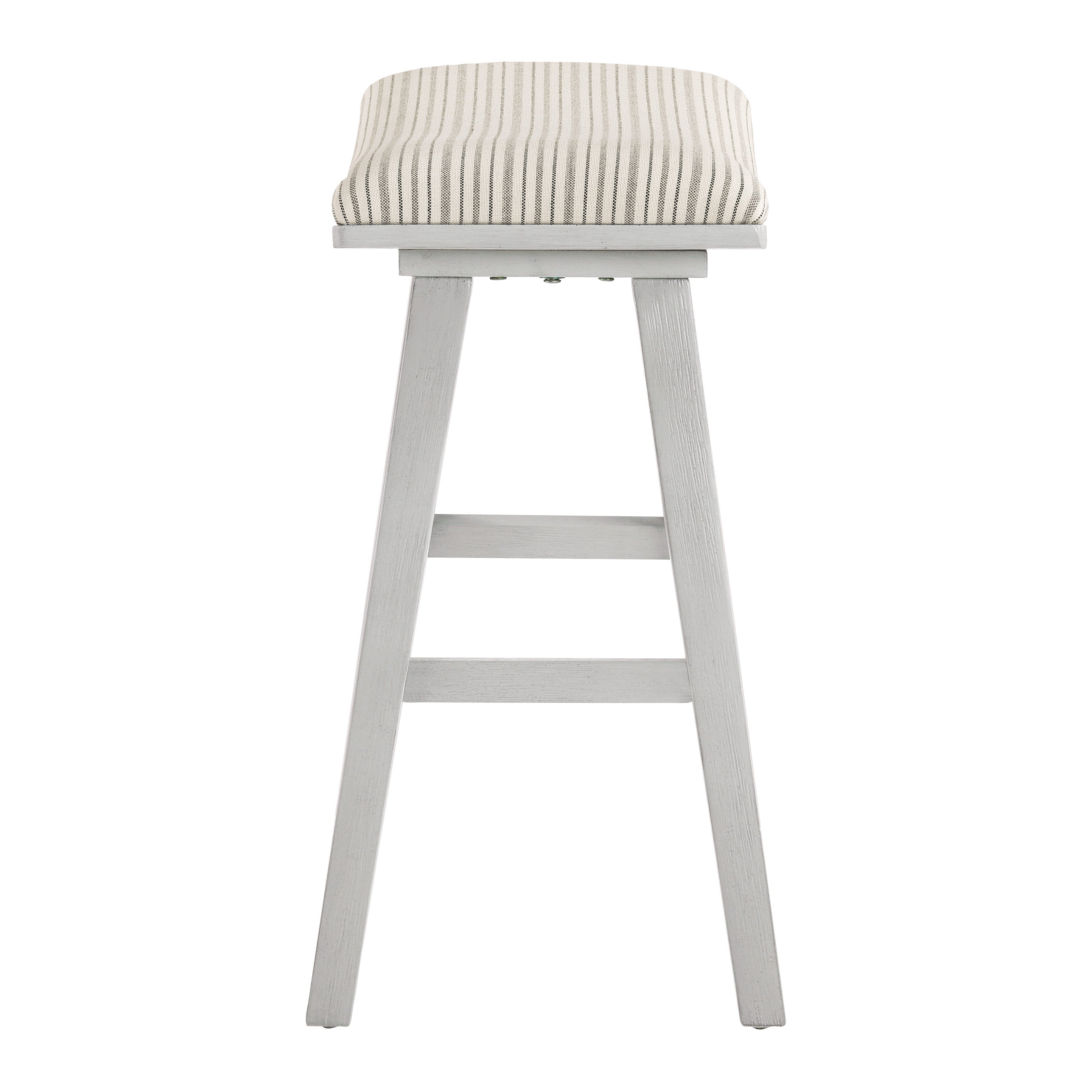 Coley 24" Saddle Stool 2-Pk - Cream Pin Stripe / White Wash