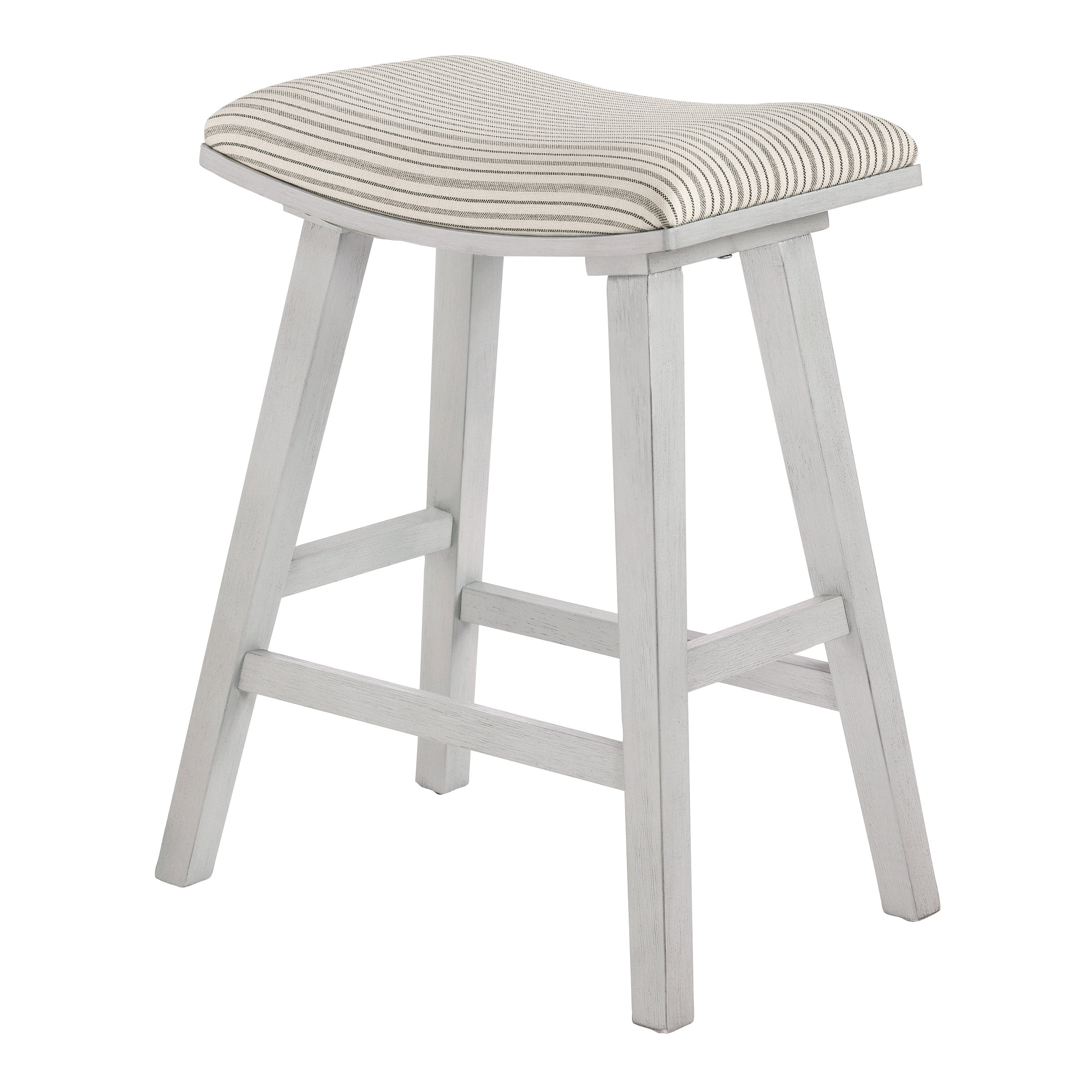 Coley 24" Saddle Stool 2-Pk - Cream Pin Stripe / White Wash