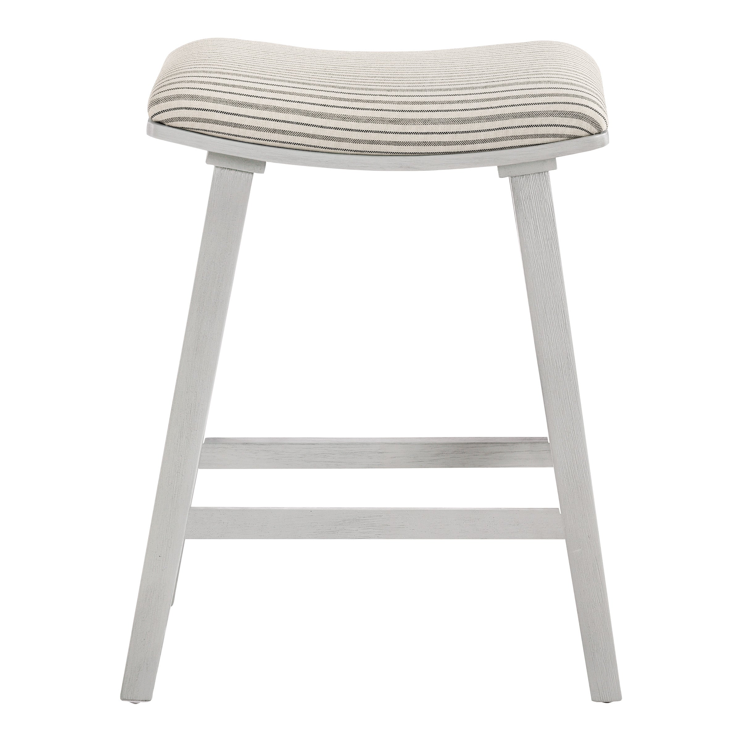 Coley 24" Saddle Stool 2-Pk - Cream Pin Stripe / White Wash