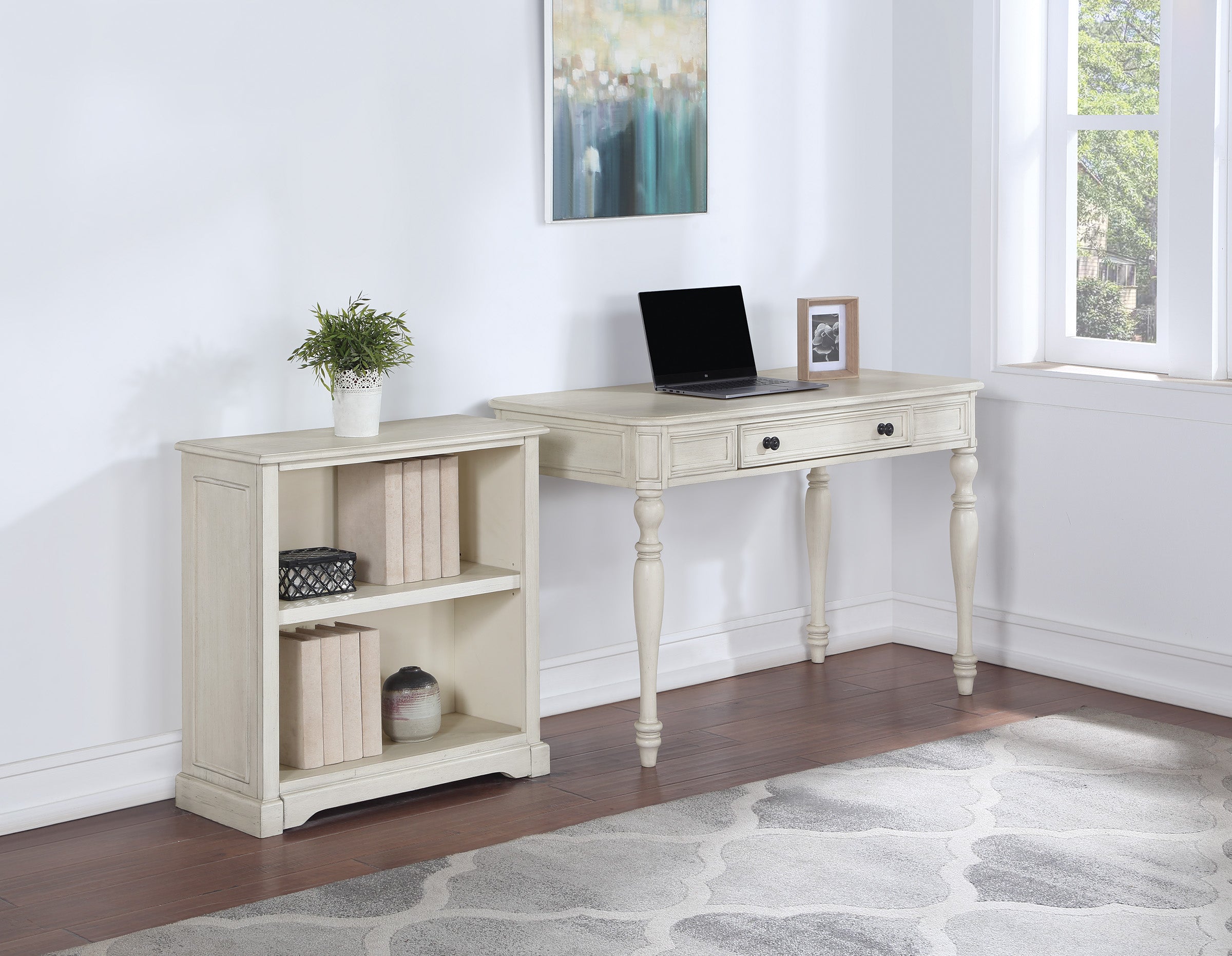 Country Meadows 2-Shelf Bookcase - Antique White